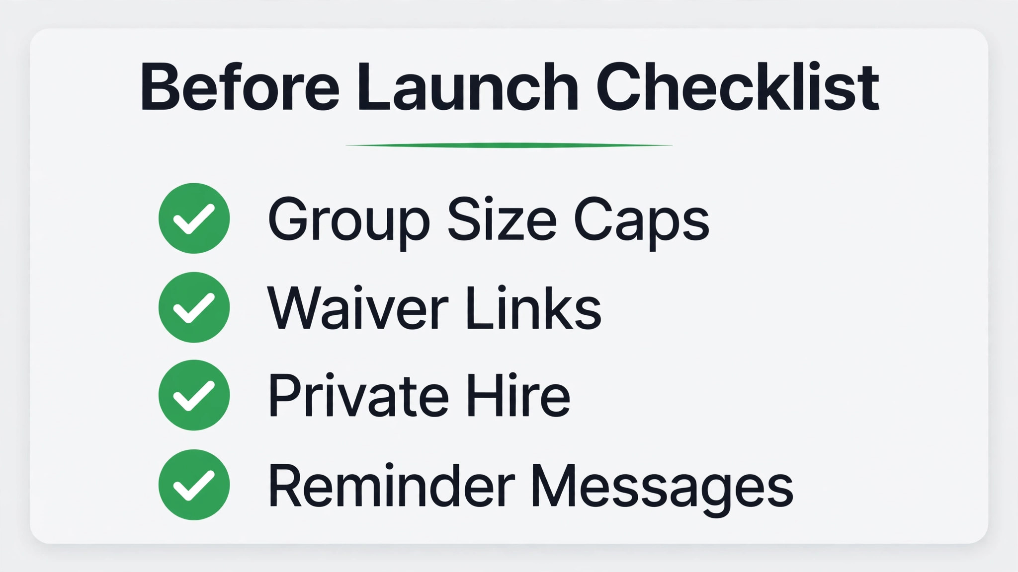 Waiver and group size checklist graphic