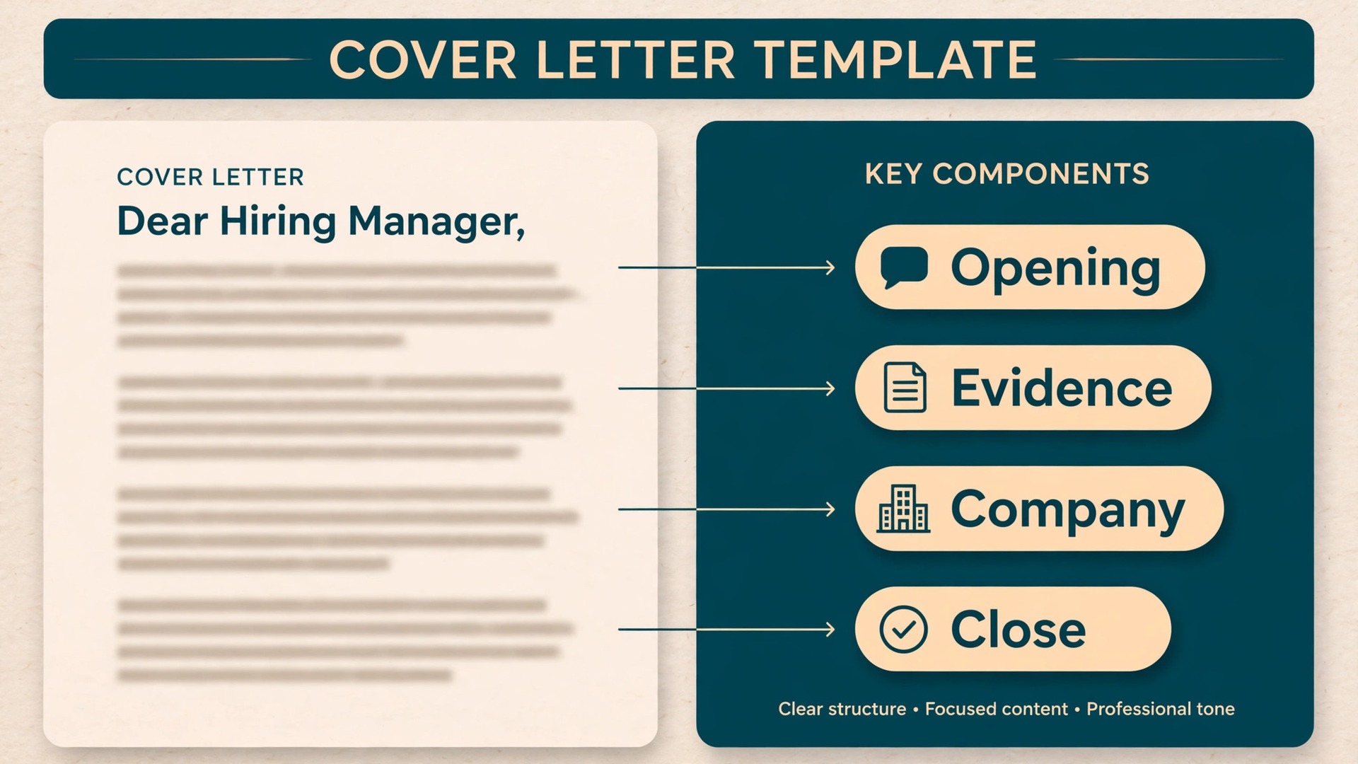 Annotated example of a cover letter template with labelled paragraphs