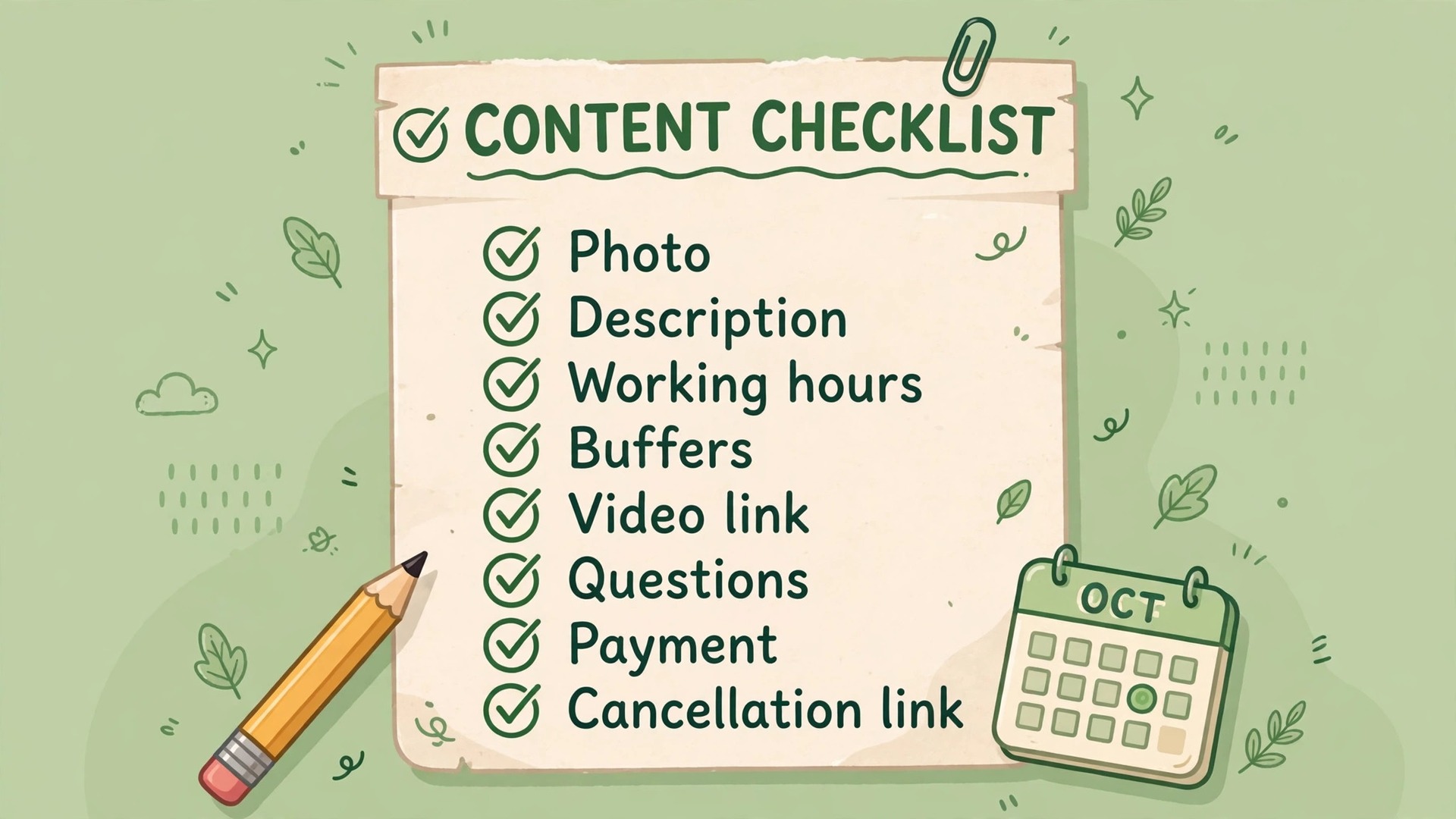 Cal.com booking page checklist visual