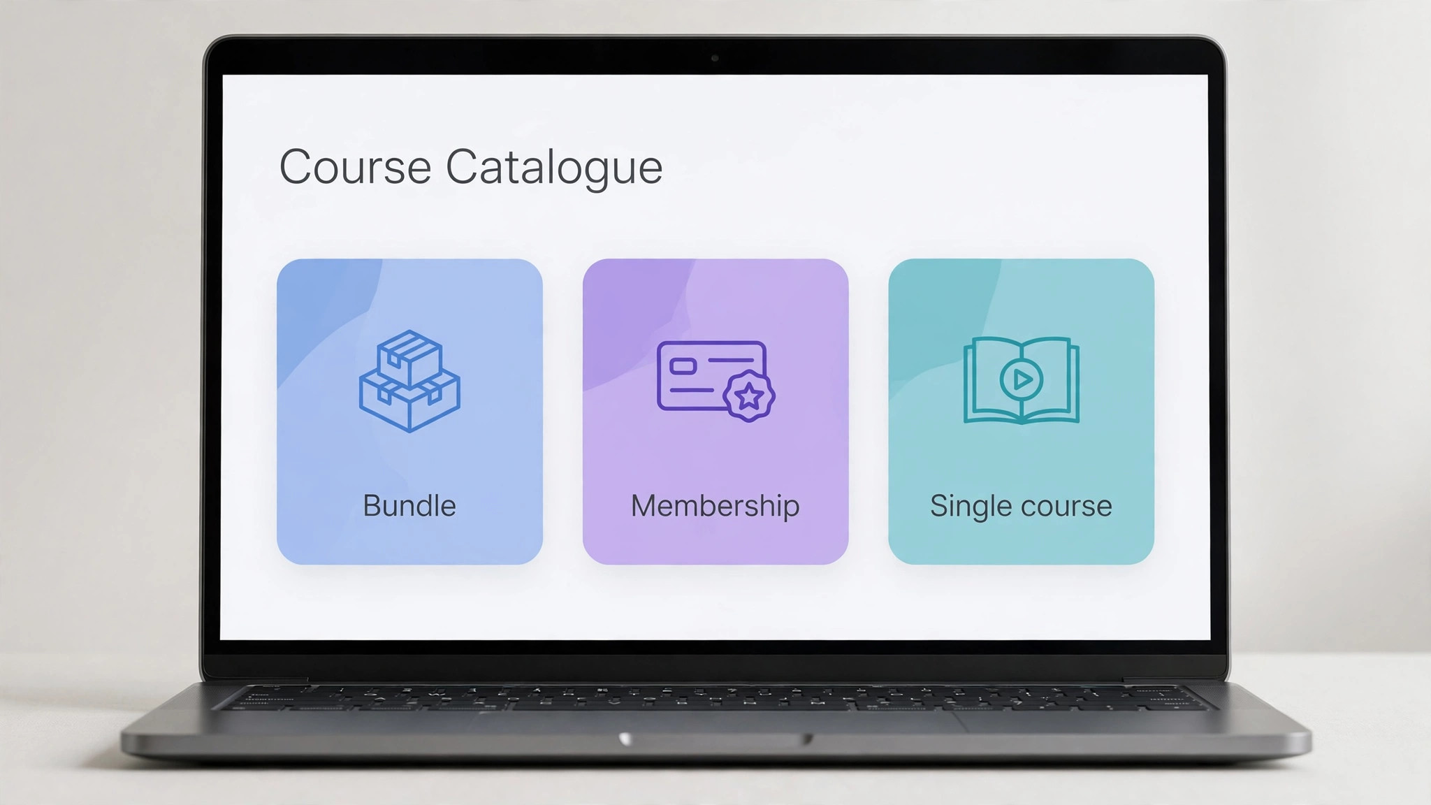 mockup of a small course catalogue with bundle and membership offers