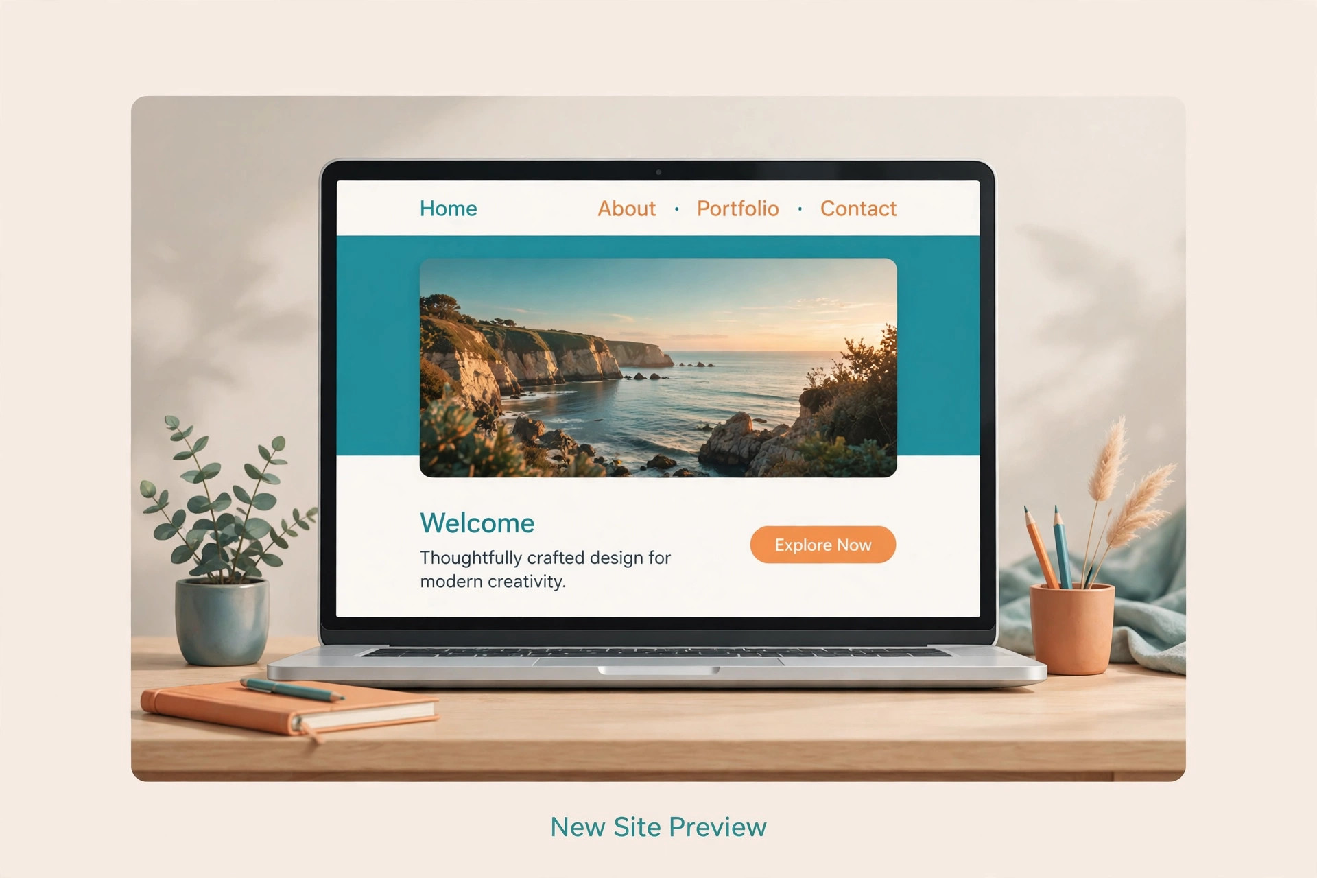 new site preview on a laptop screen