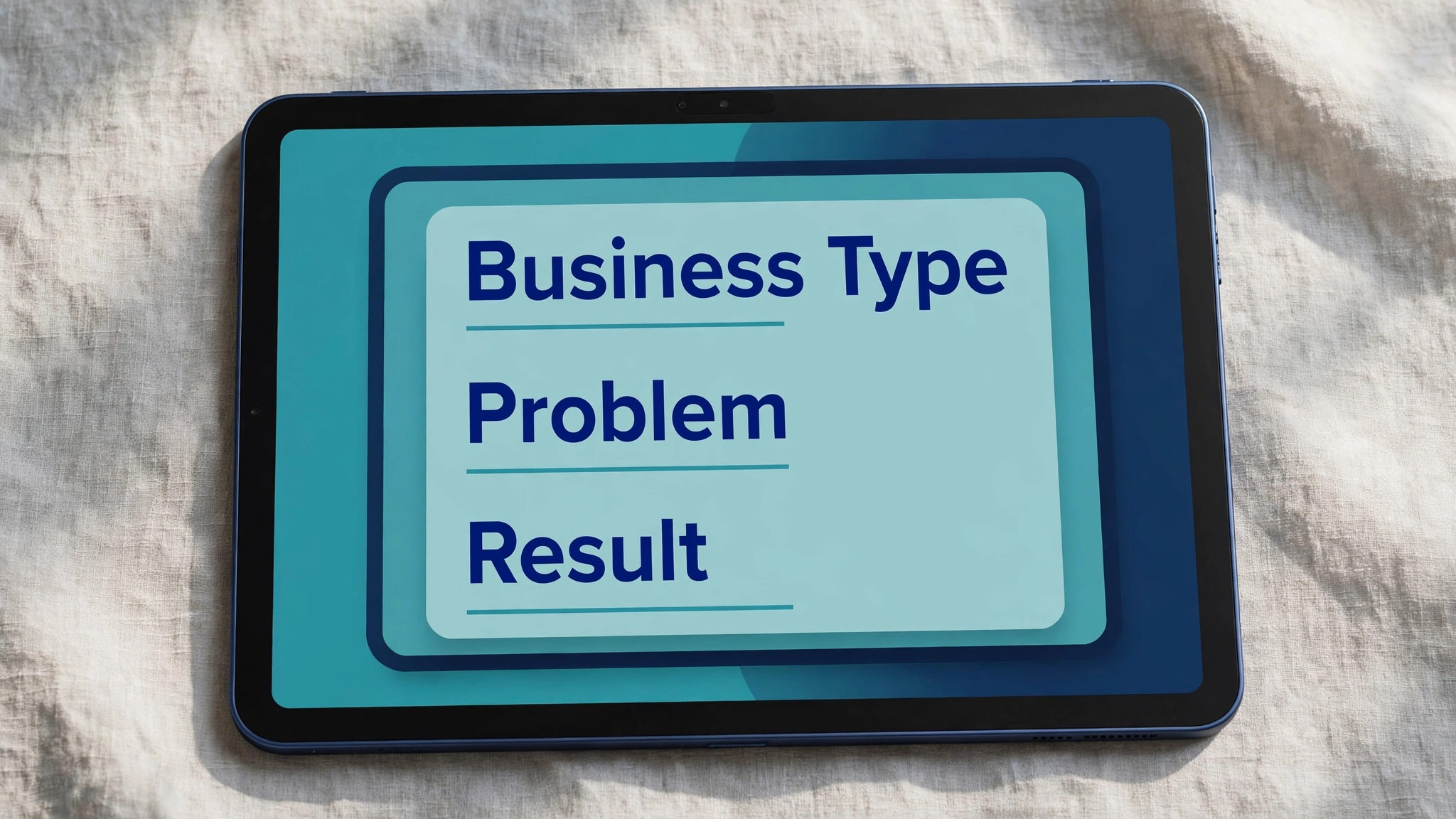 Mockup of a niche case example card for a small business