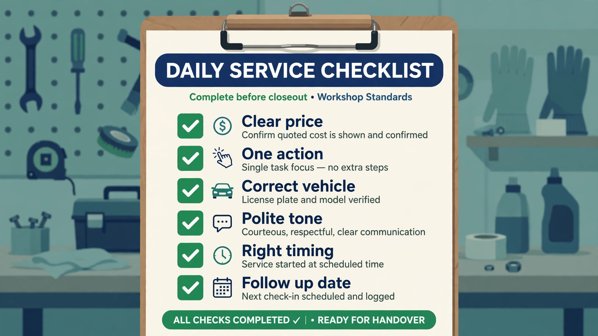 Checklist for checking a follow up script before sending