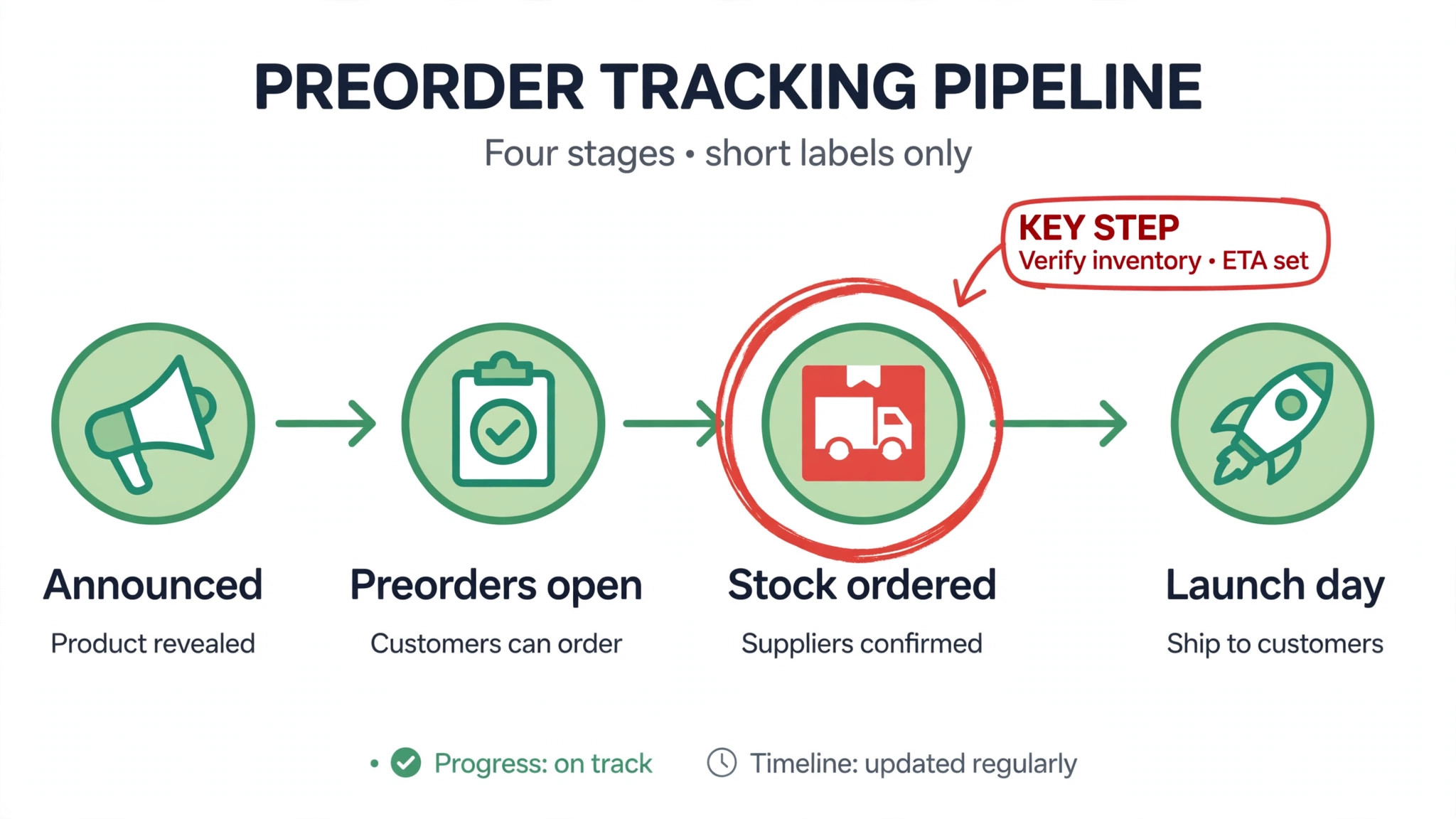 Annotated preorder tracking stages for a book launch
