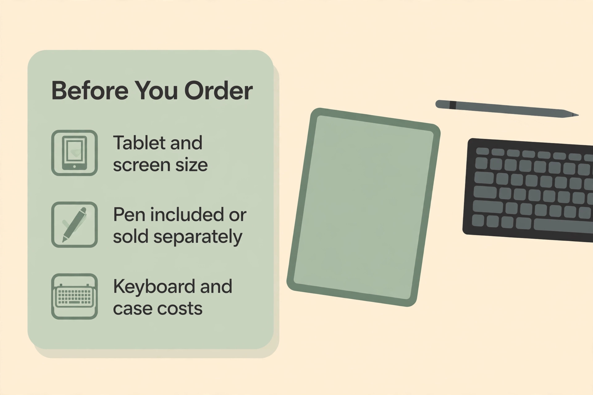 Checklist card beside a tablet, pen and keyboard