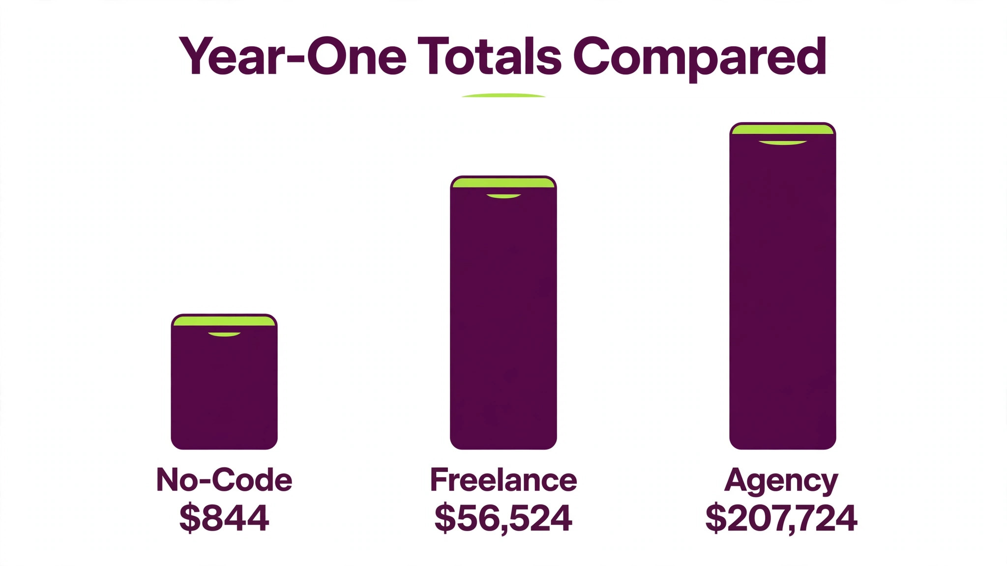 Data visual comparing year-one app costs by route