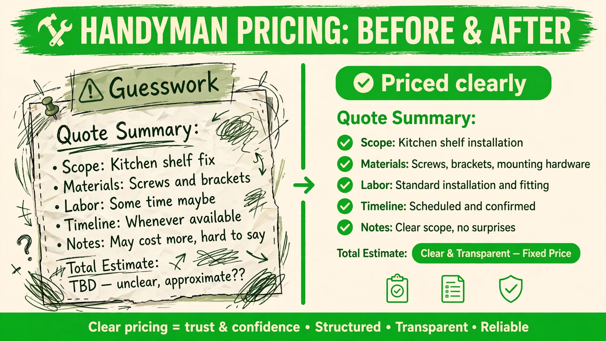 cost and return breakdown visual for a handyman business