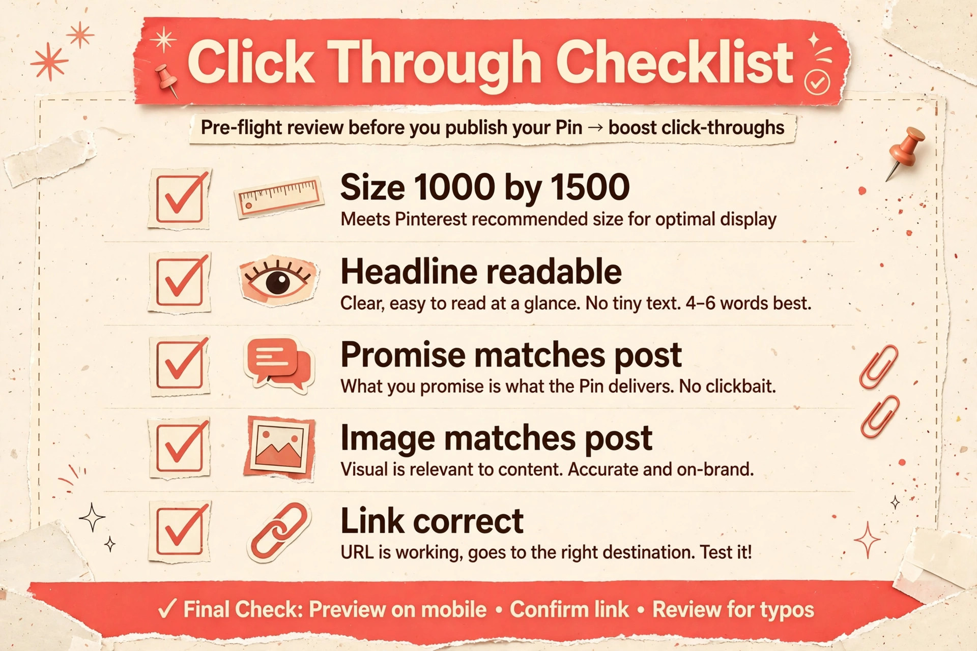 Pin click through checklist