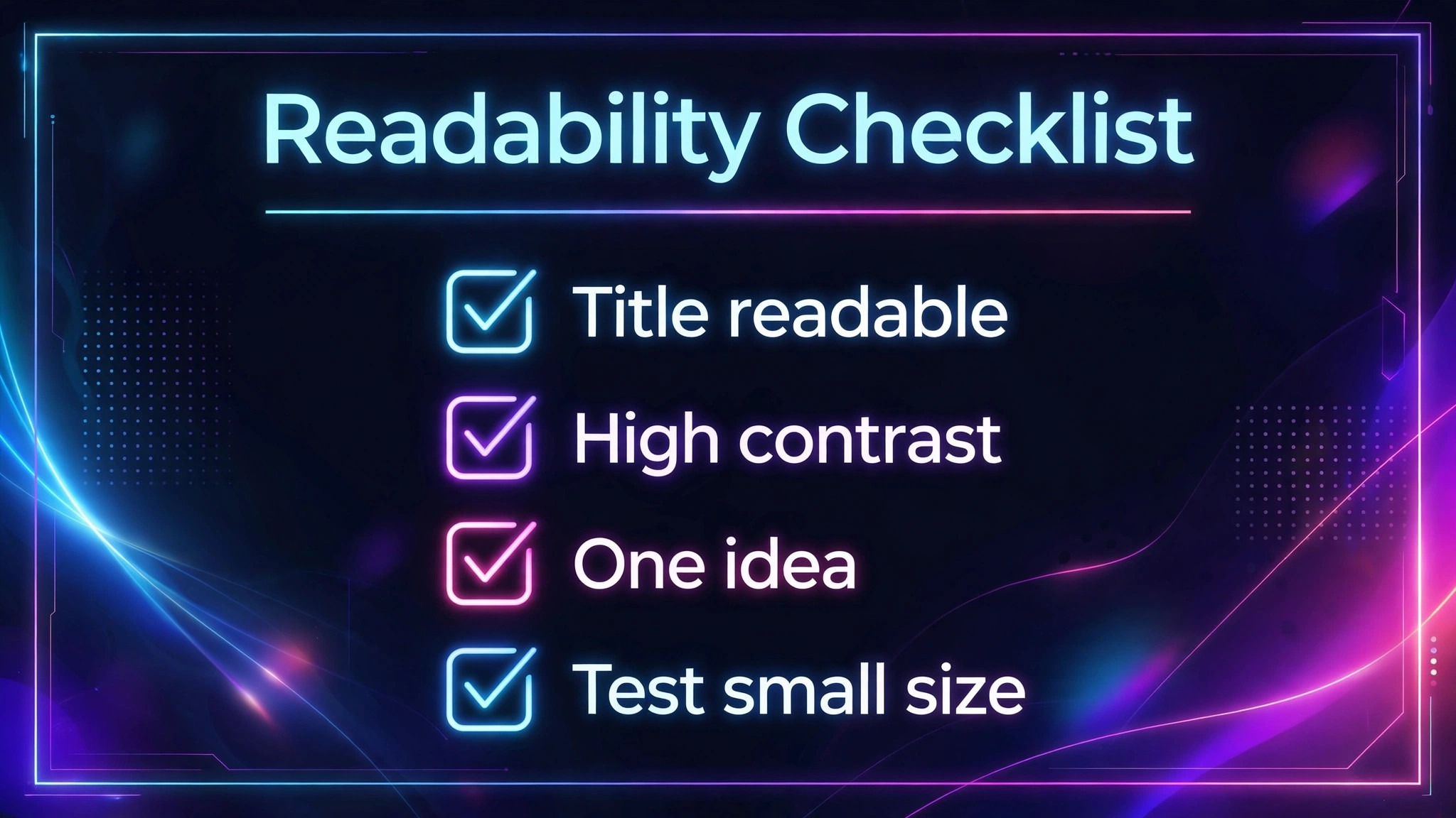 Cover readability checklist at small size