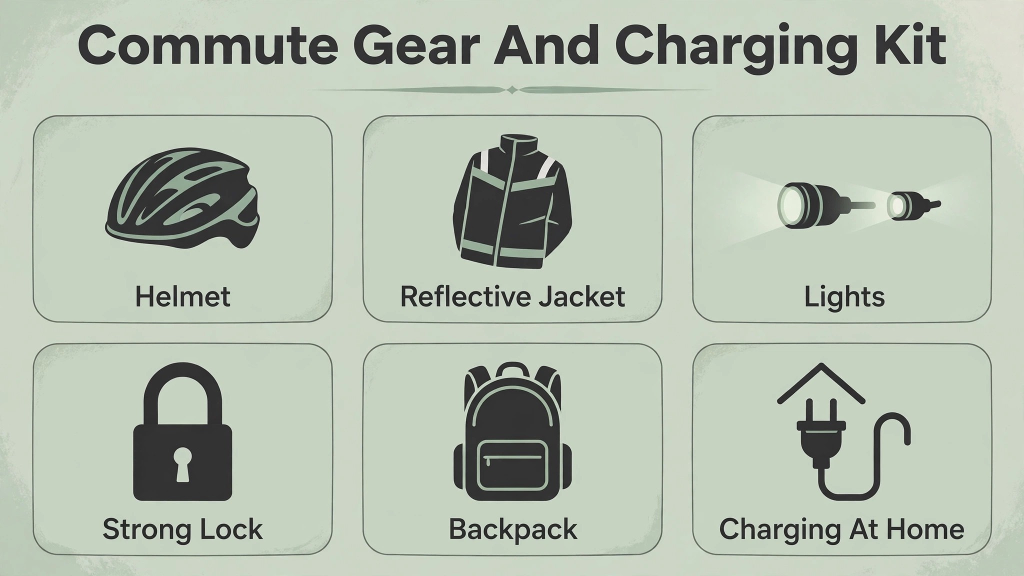 Chart of commute gear and charging needs for scooter riders