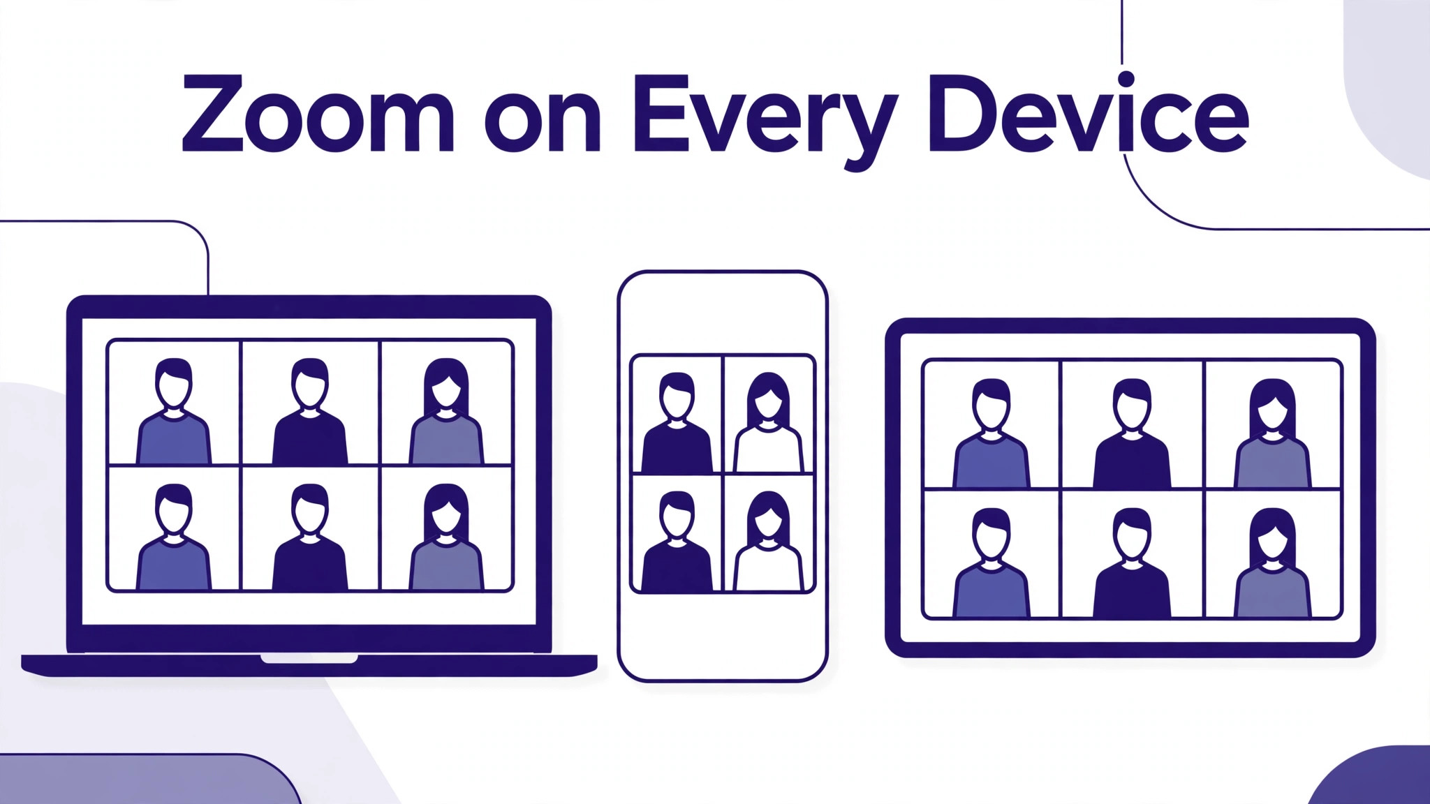 Mockup of Zoom on laptop phone and tablet