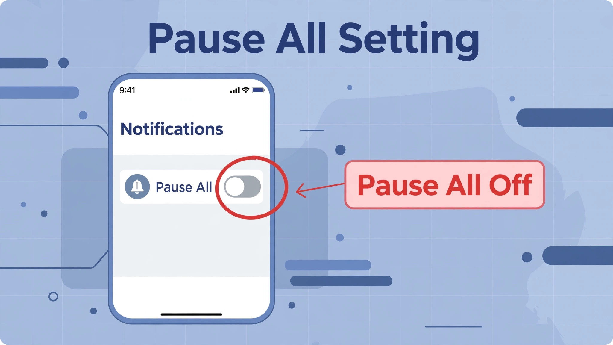 Annotated Instagram pause all notification setting
