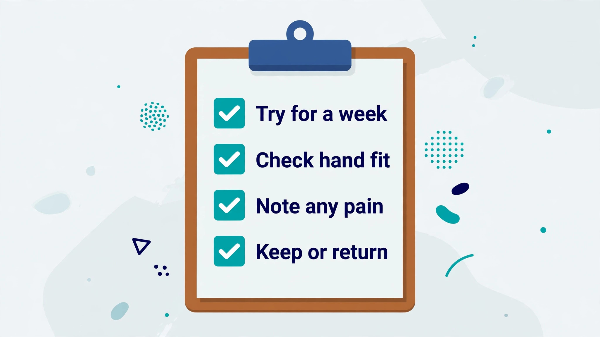 Test week checklist for a new ergonomic mouse