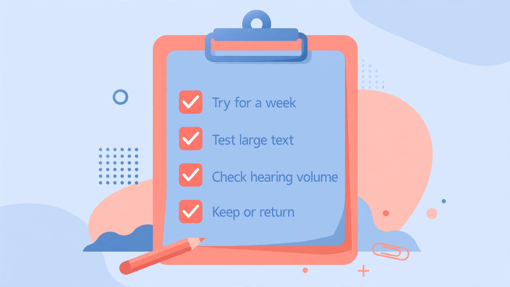 Checklist for testing a senior phone for a week