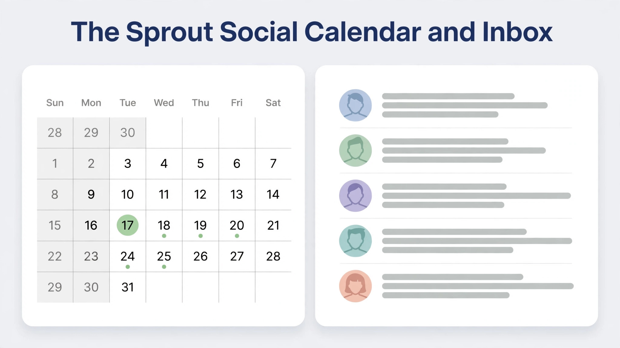 mockup visual for the Sprout Social calendar and inbox.