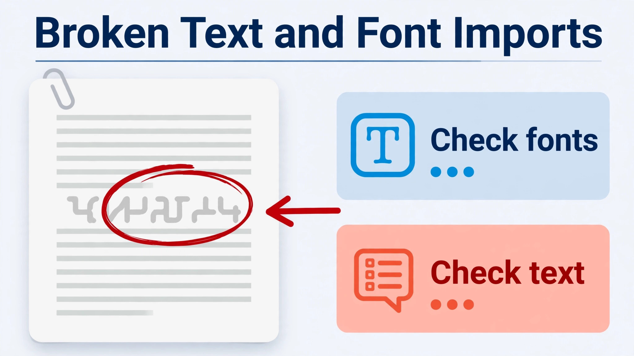 annotated visual for broken text and font imports.