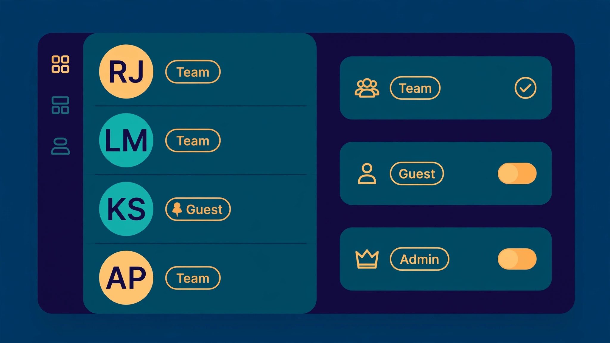 mockup visual for Asana team and guest access.