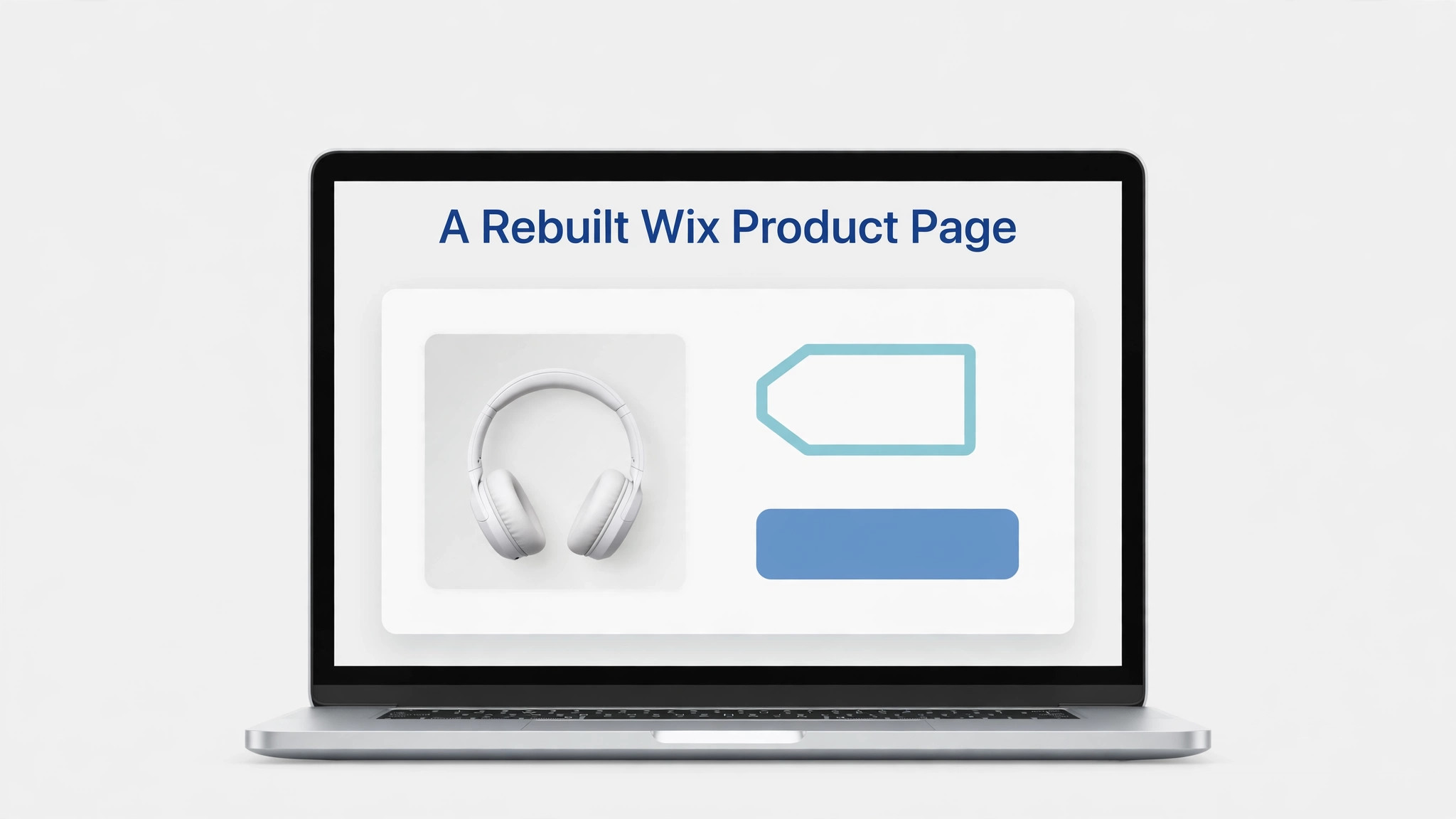 mockup visual for a rebuilt Wix product page.