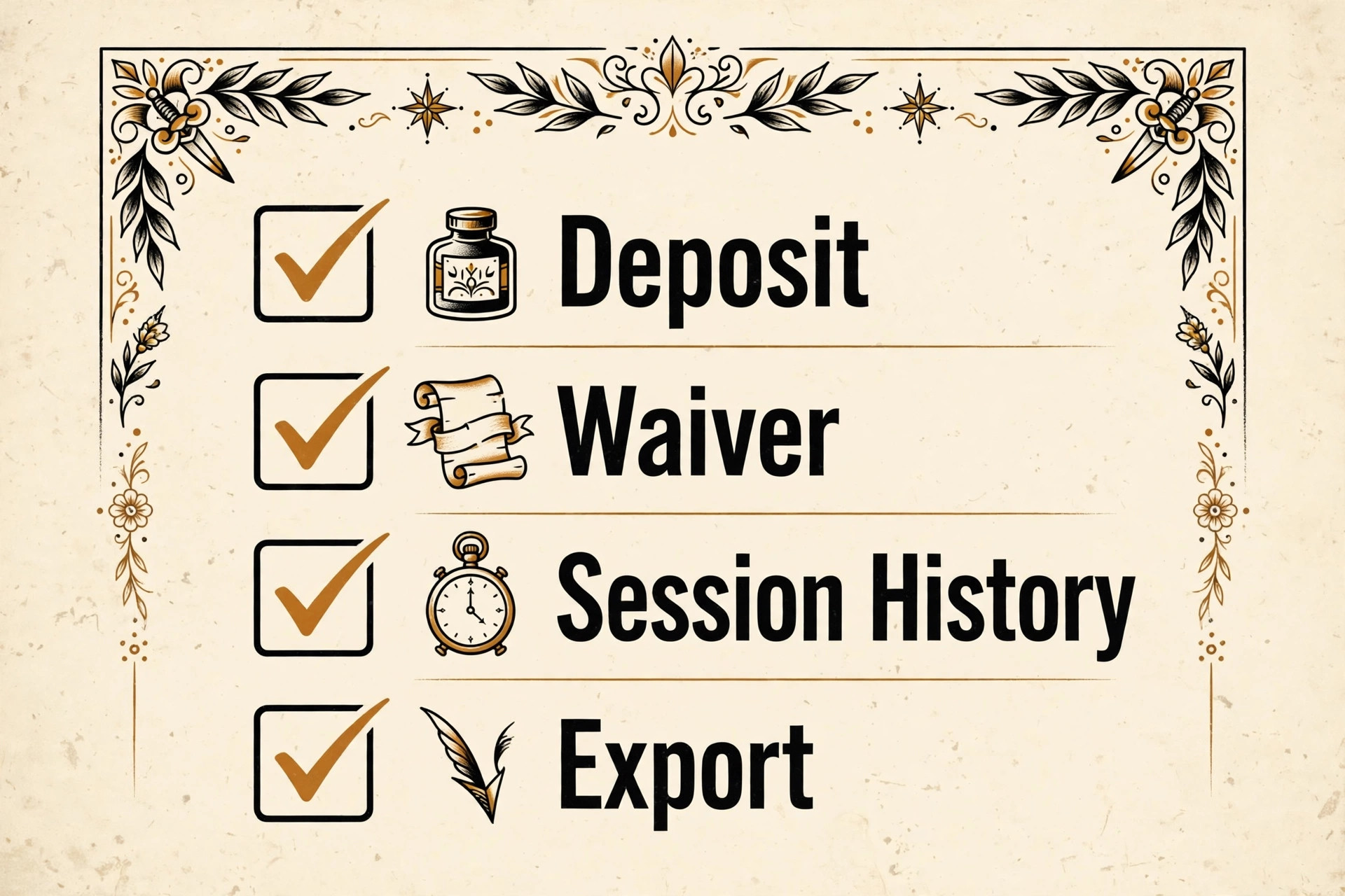 Tattoo booking checklist graphic