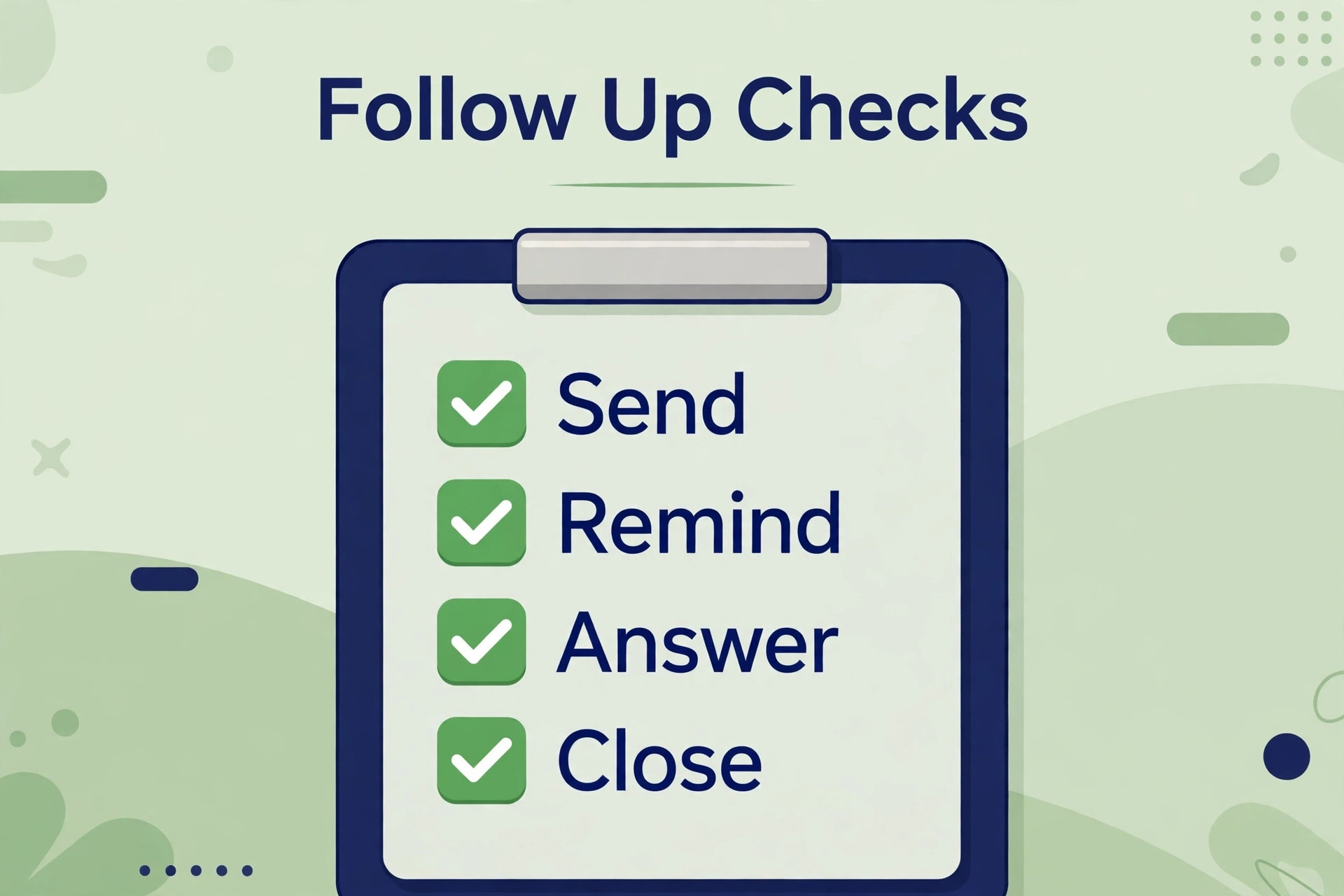 Checklist graphic for quote follow up checks.