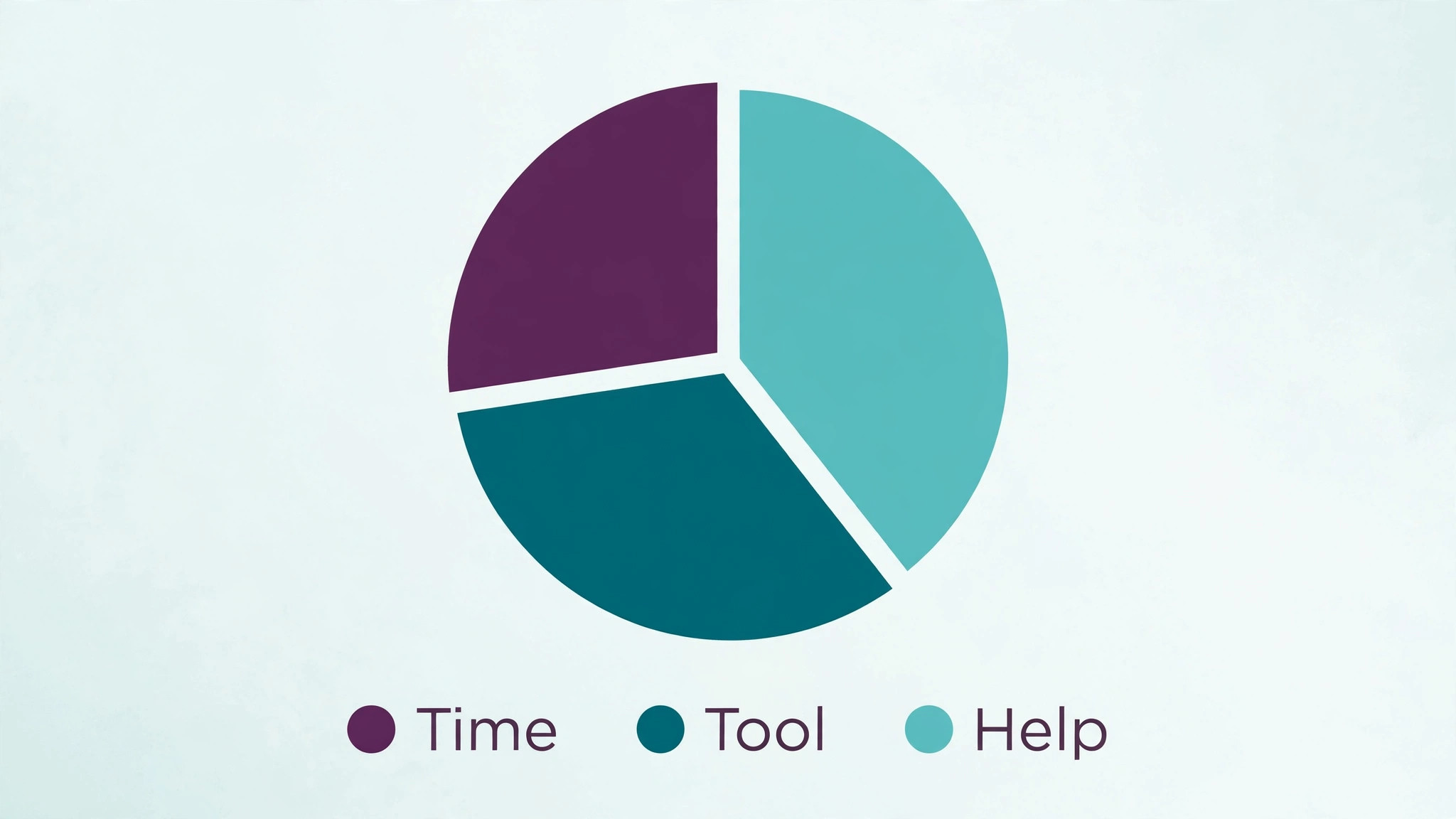 Pie chart splitting expense-tracking effort between time, tool and help
