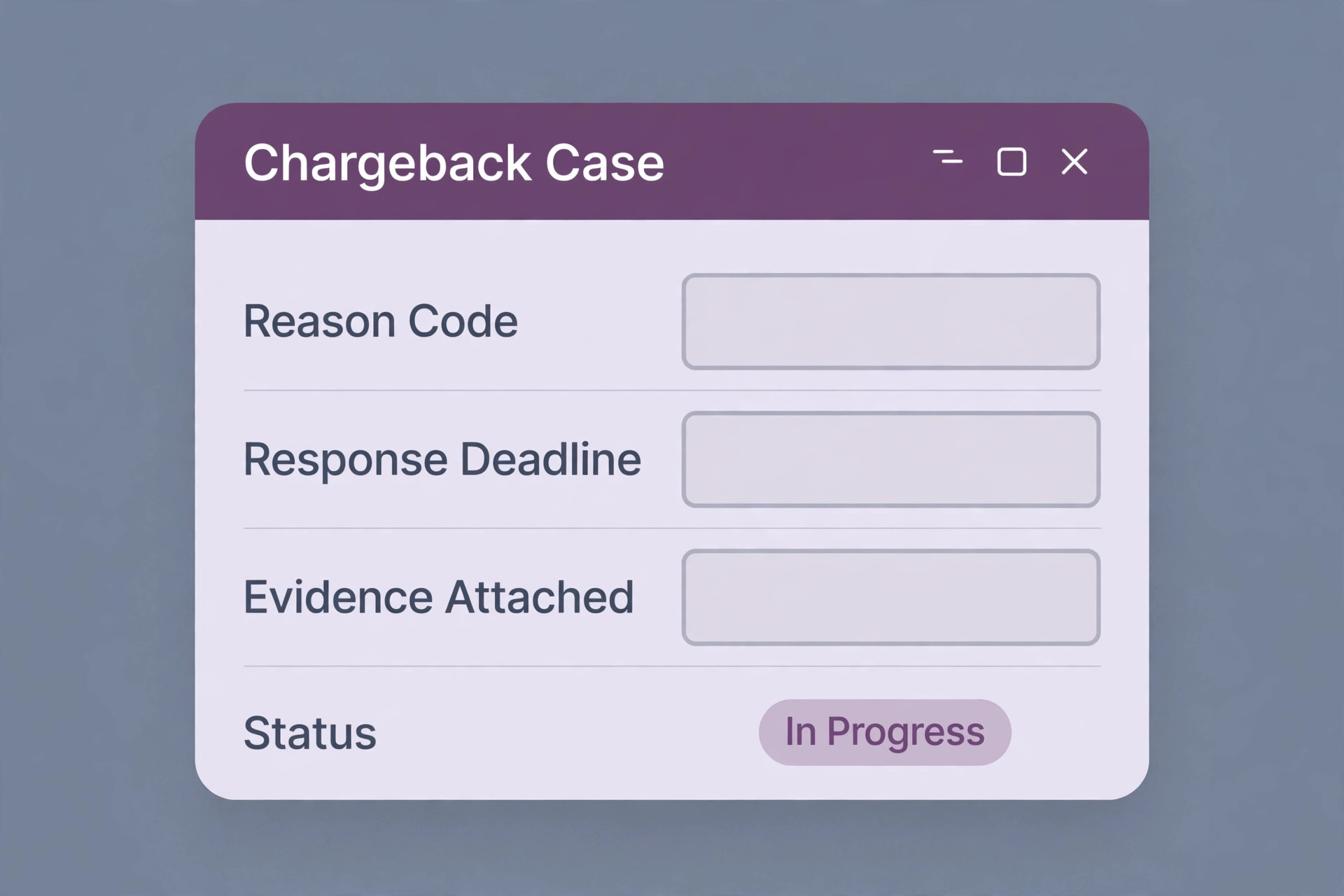 A screenshot of a chargeback case record.