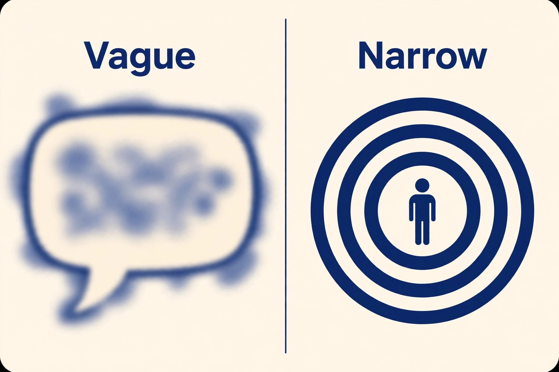 A comparison of vague and narrow customer descriptions.