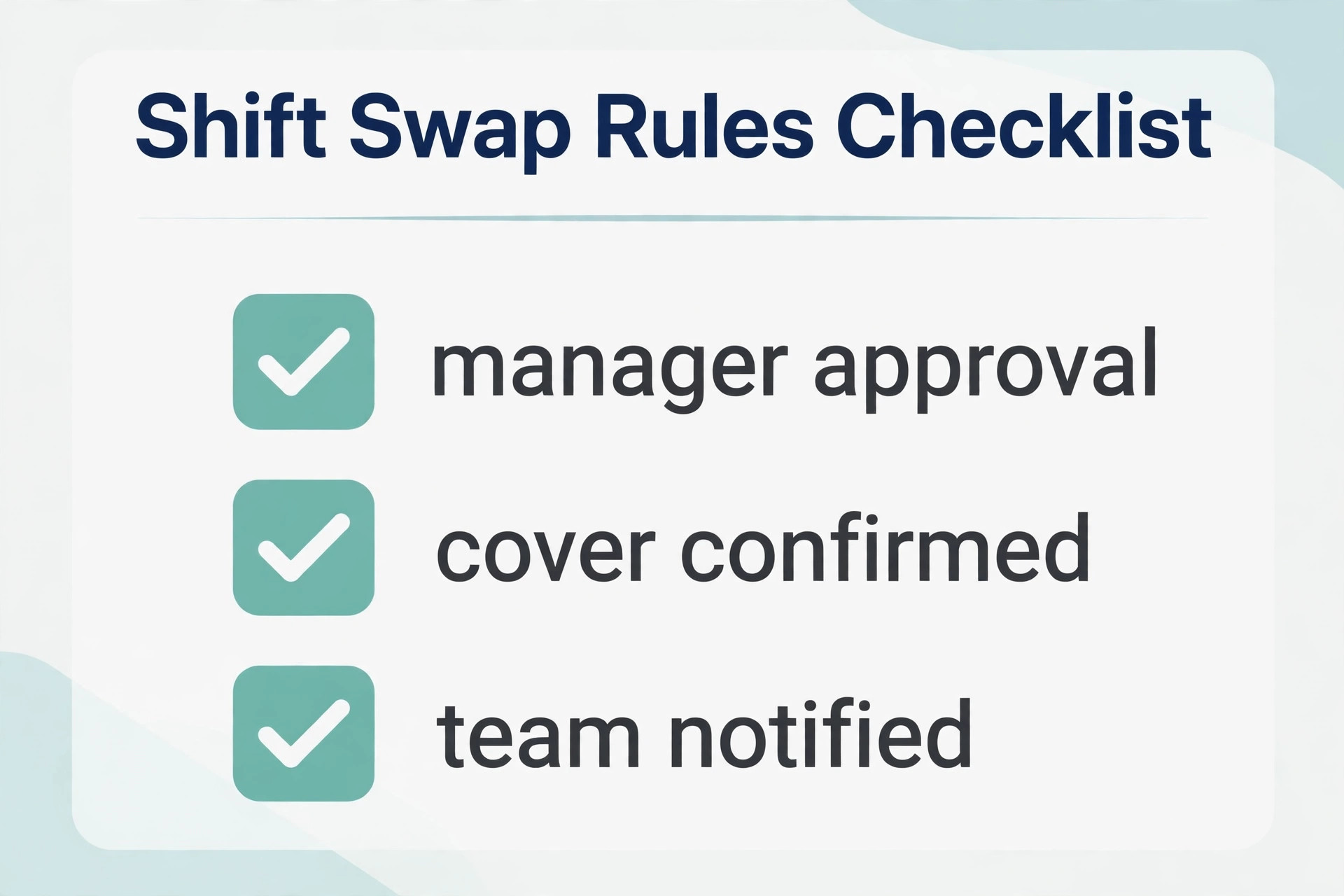Shift swap checklist graphic