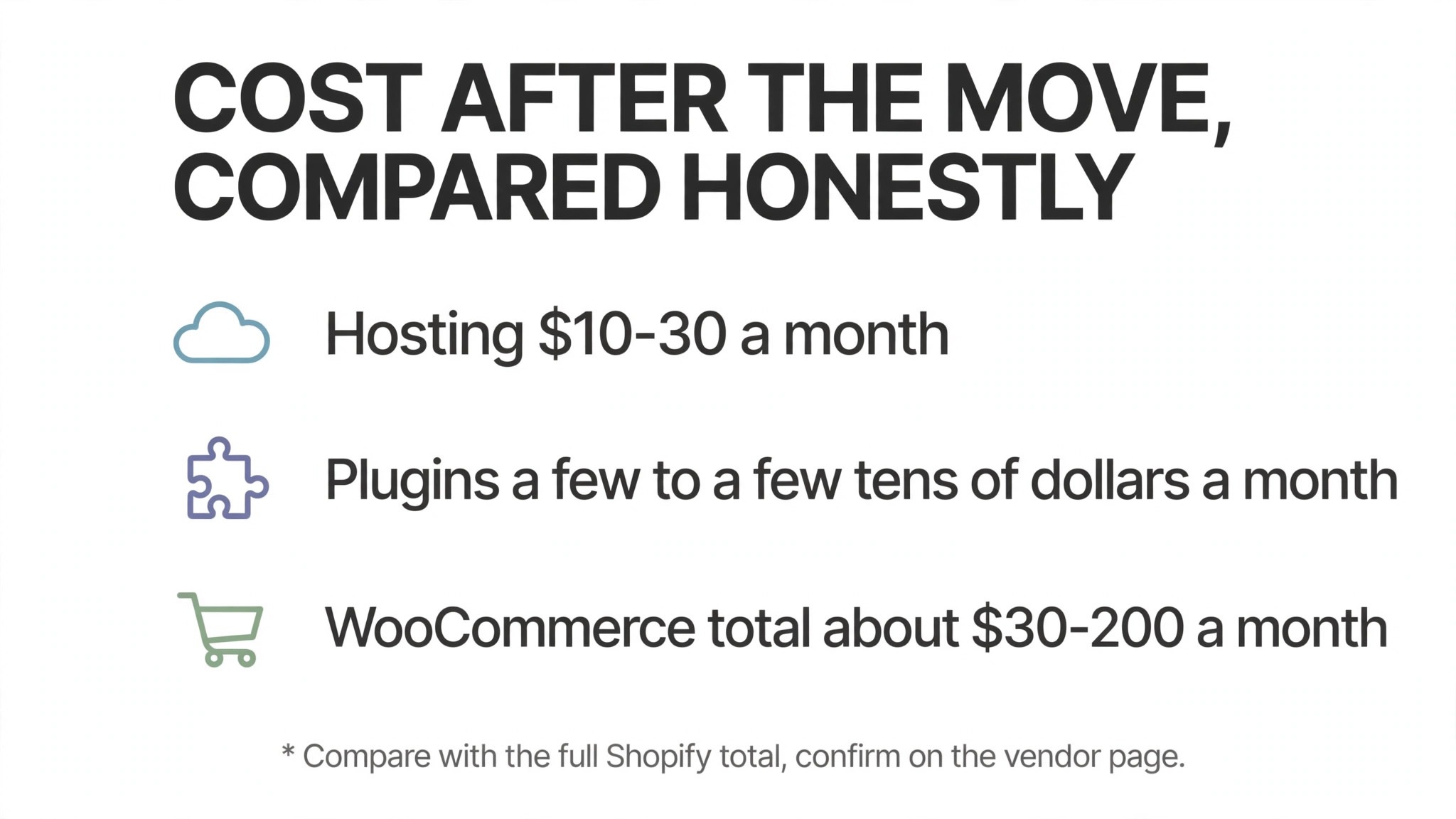 Chart concept. Bars comparing a full Shopify monthly total with a WooCommerce monthly total