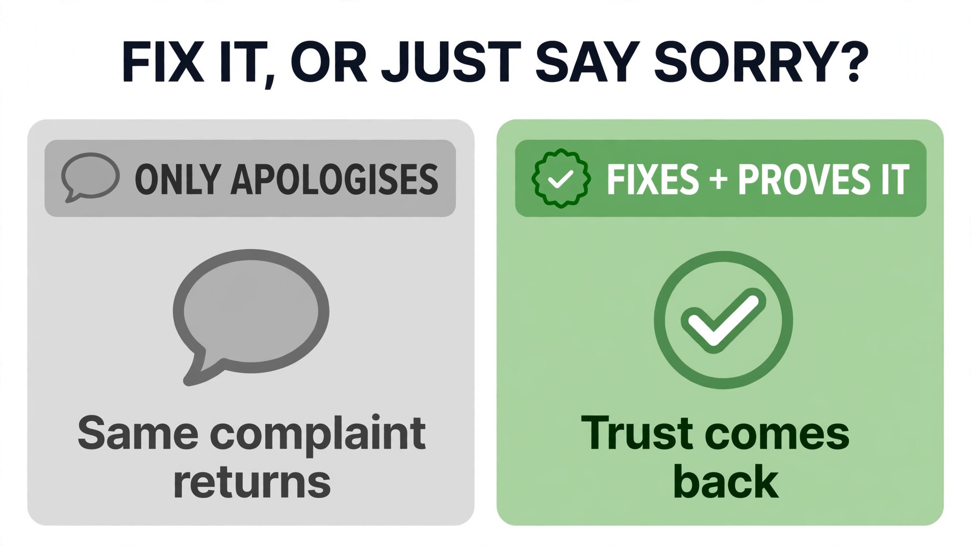 Fix versus apology comparison