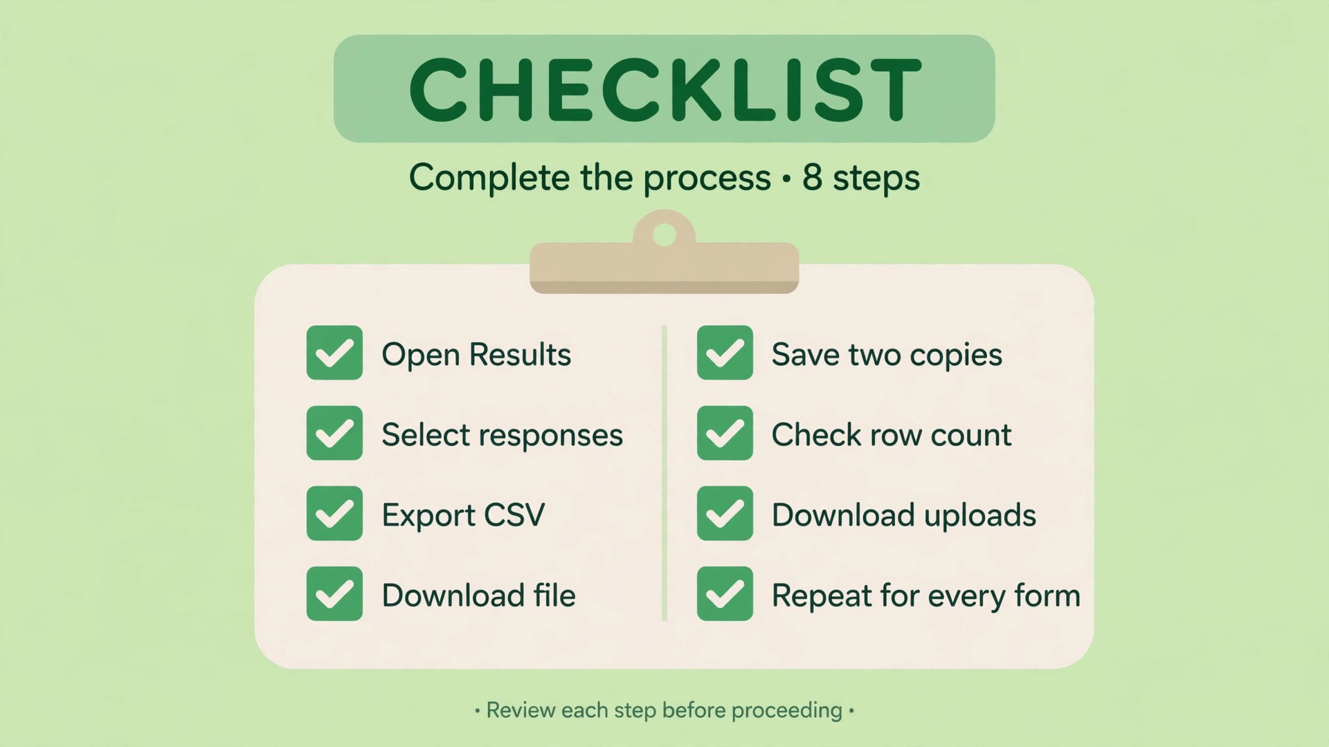 Response export checklist visual for Typeform data