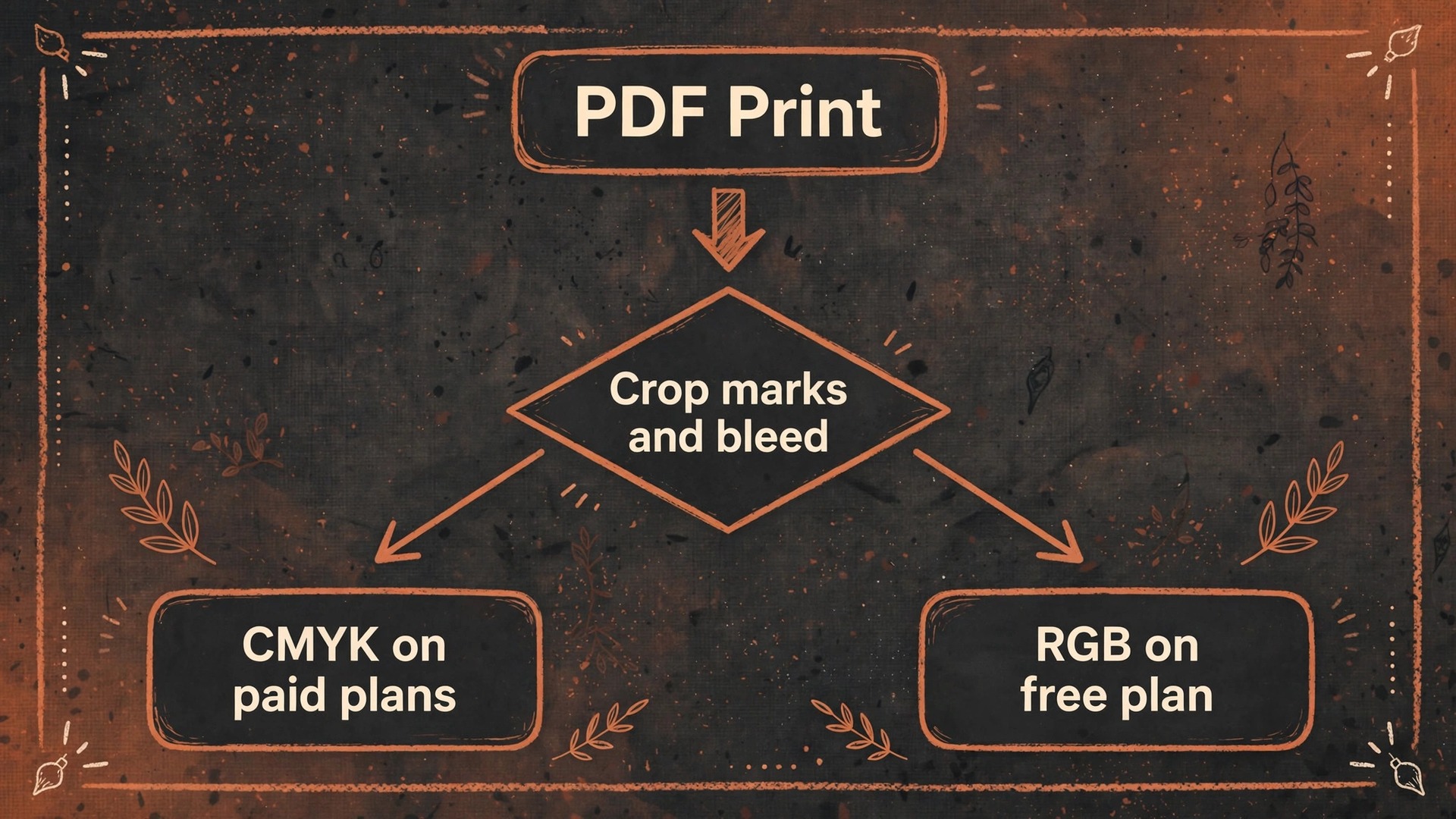 Print export flowchart for Canva menu PDF settings