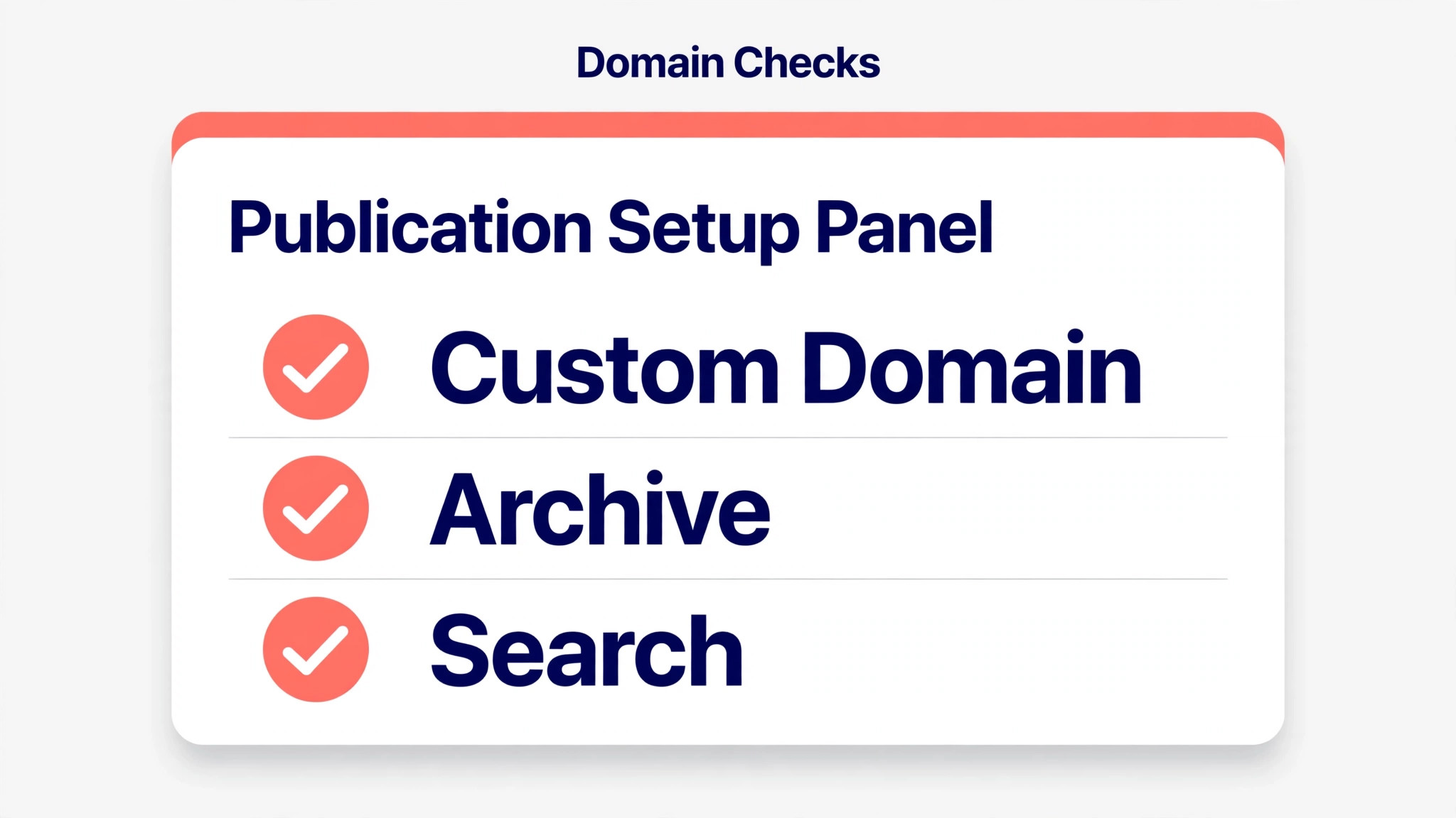 domain checks marked on a publication setup