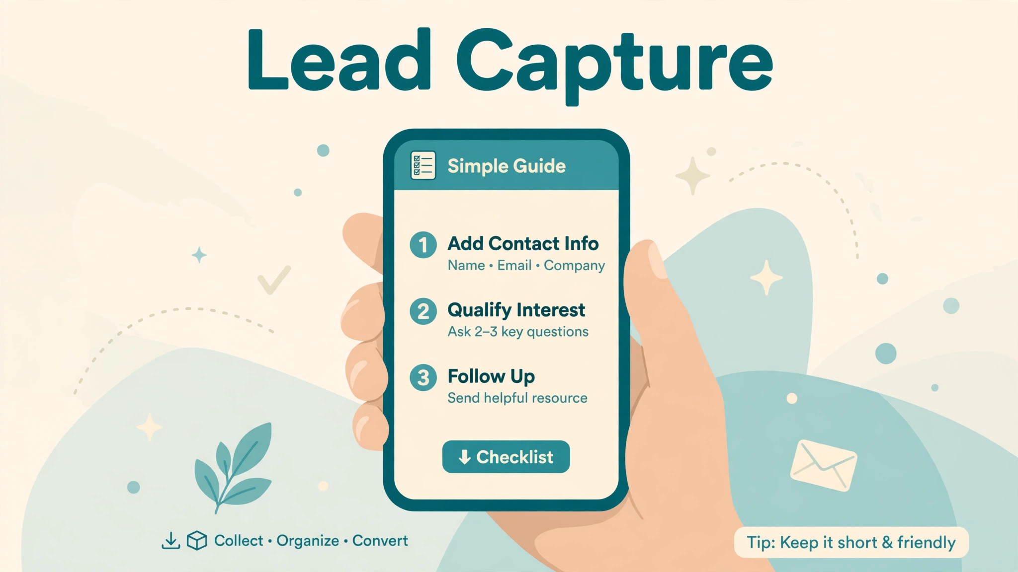 Mockup of lead capture on a service guide page