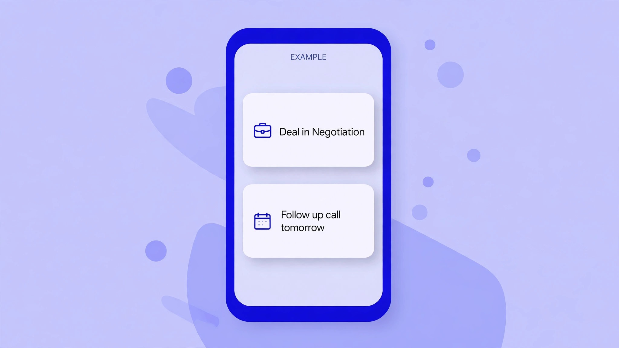 Phone showing a pipeline deal and a follow up task