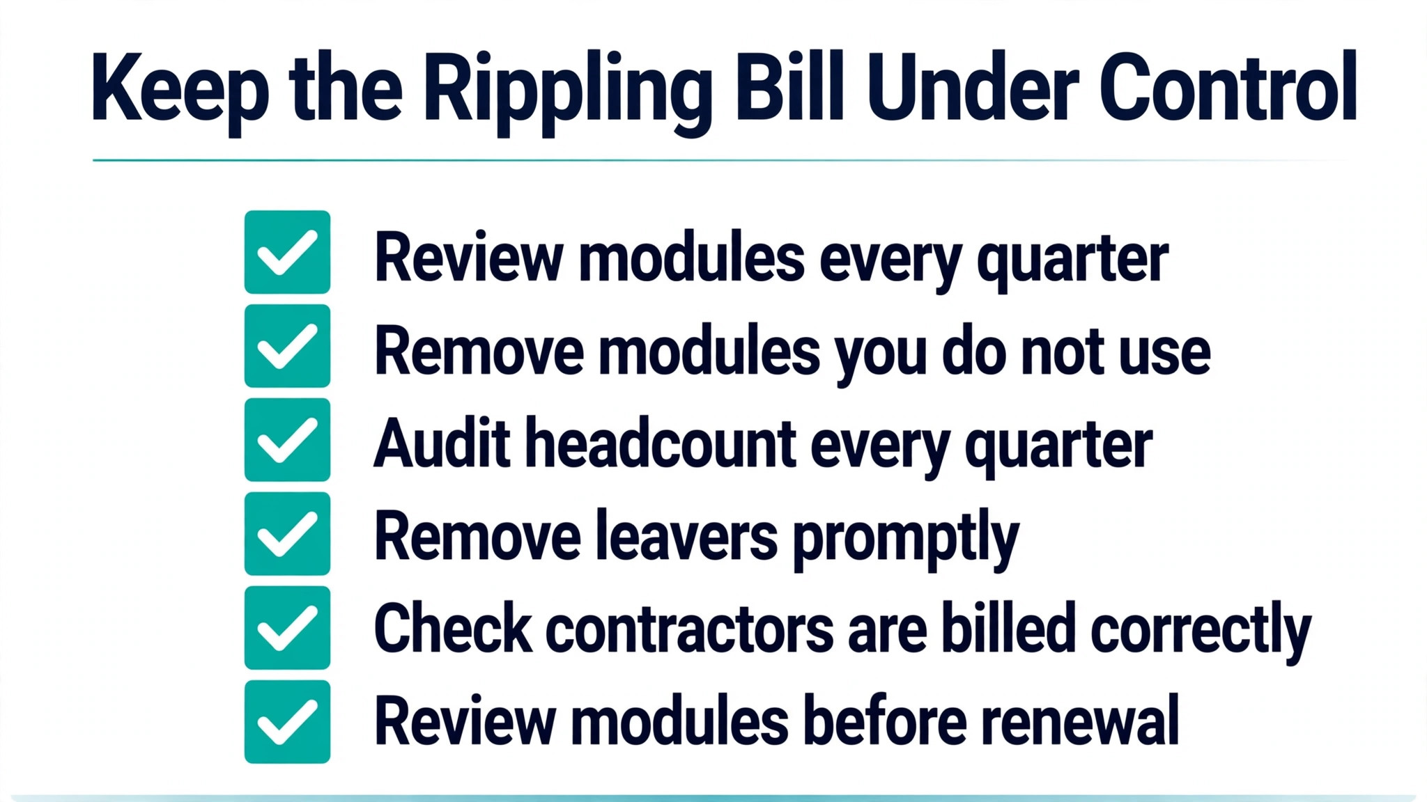 checklist graphic for Rippling cost controls