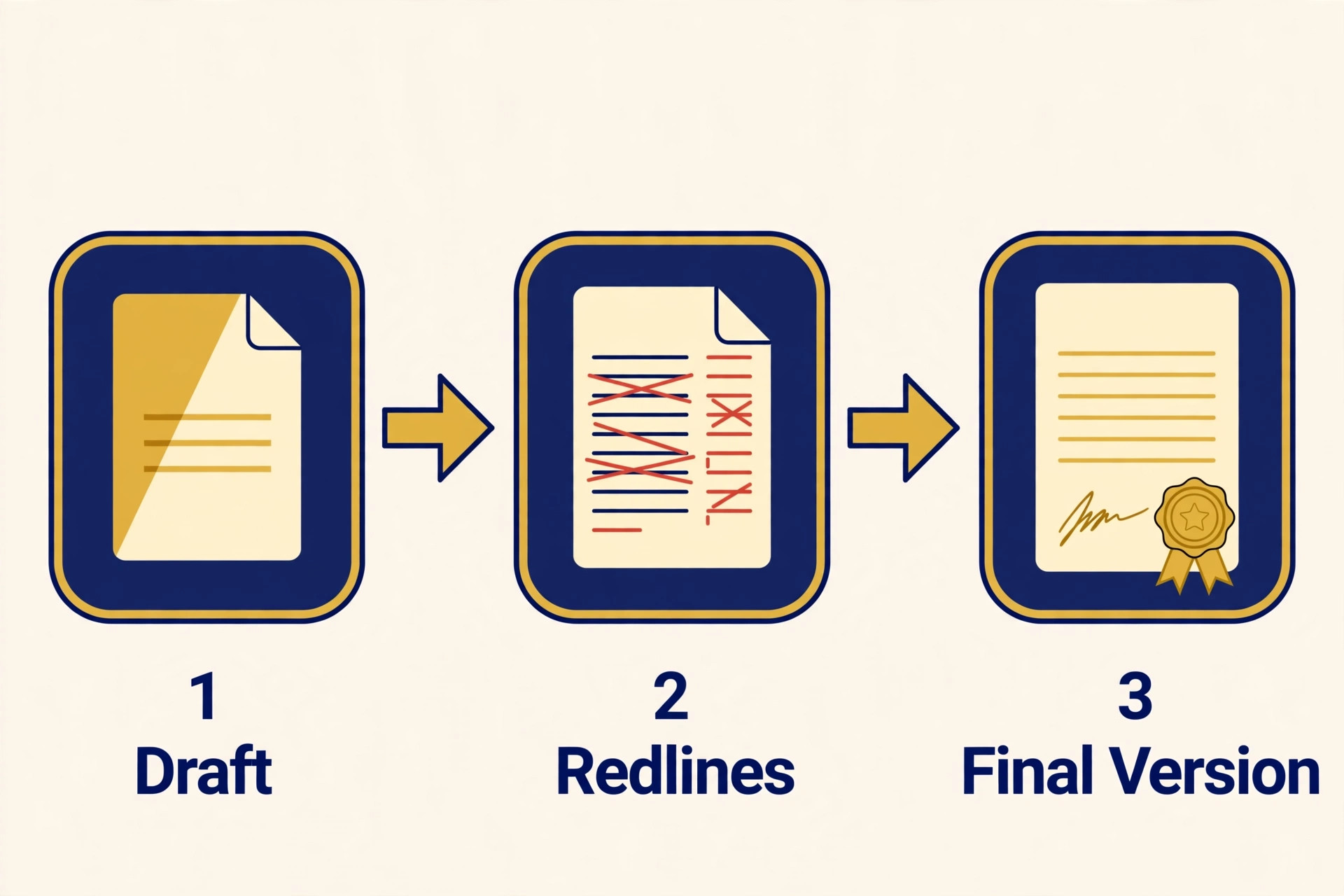 Review flow from draft to redlines to final version