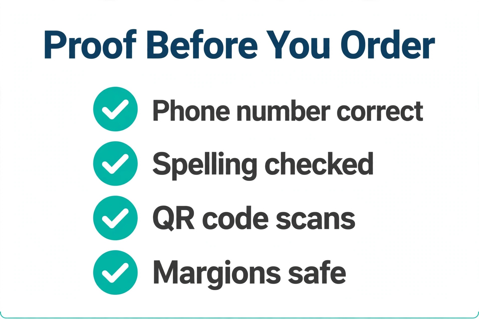 Checklist for proofing business cards before ordering