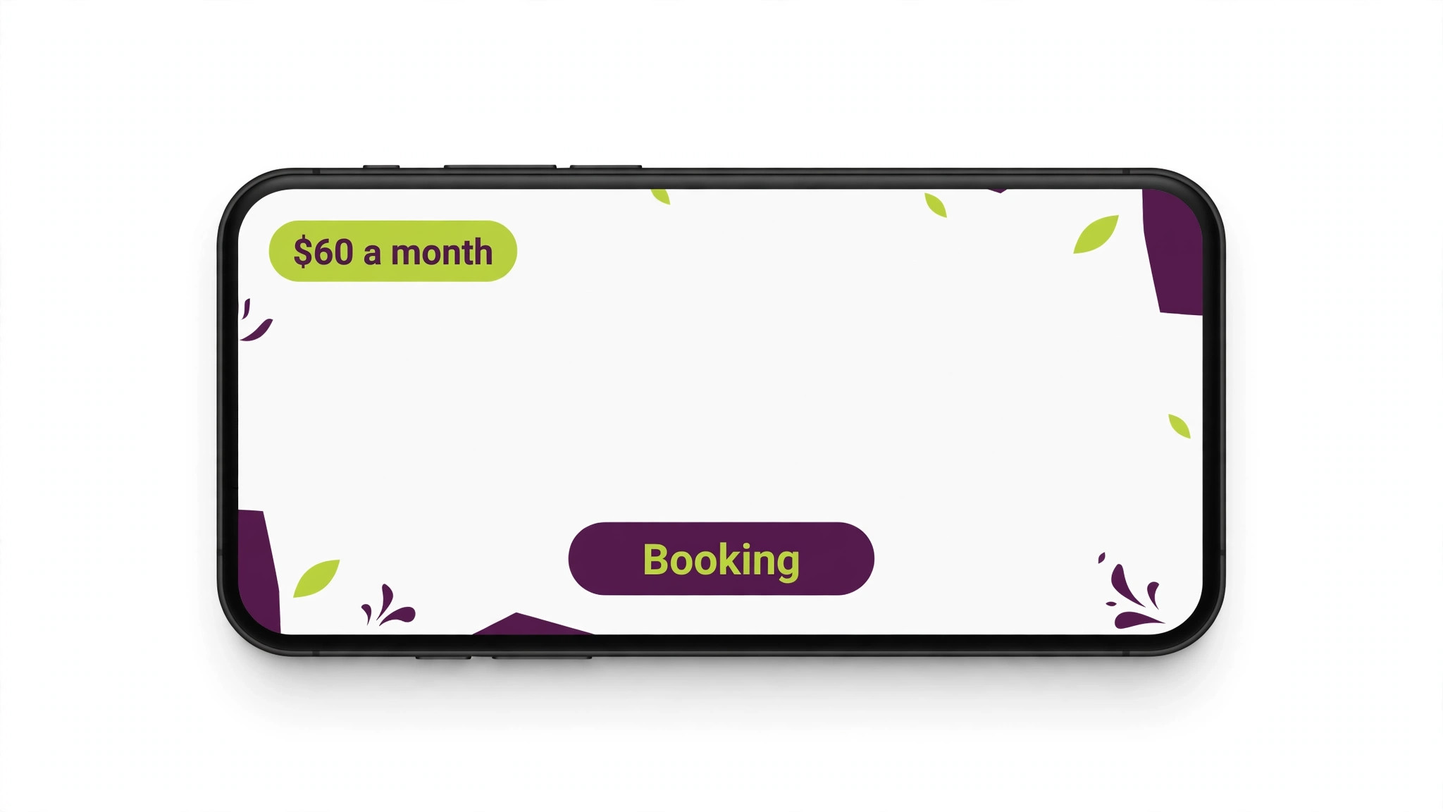 Phone mockup of a small business booking app
