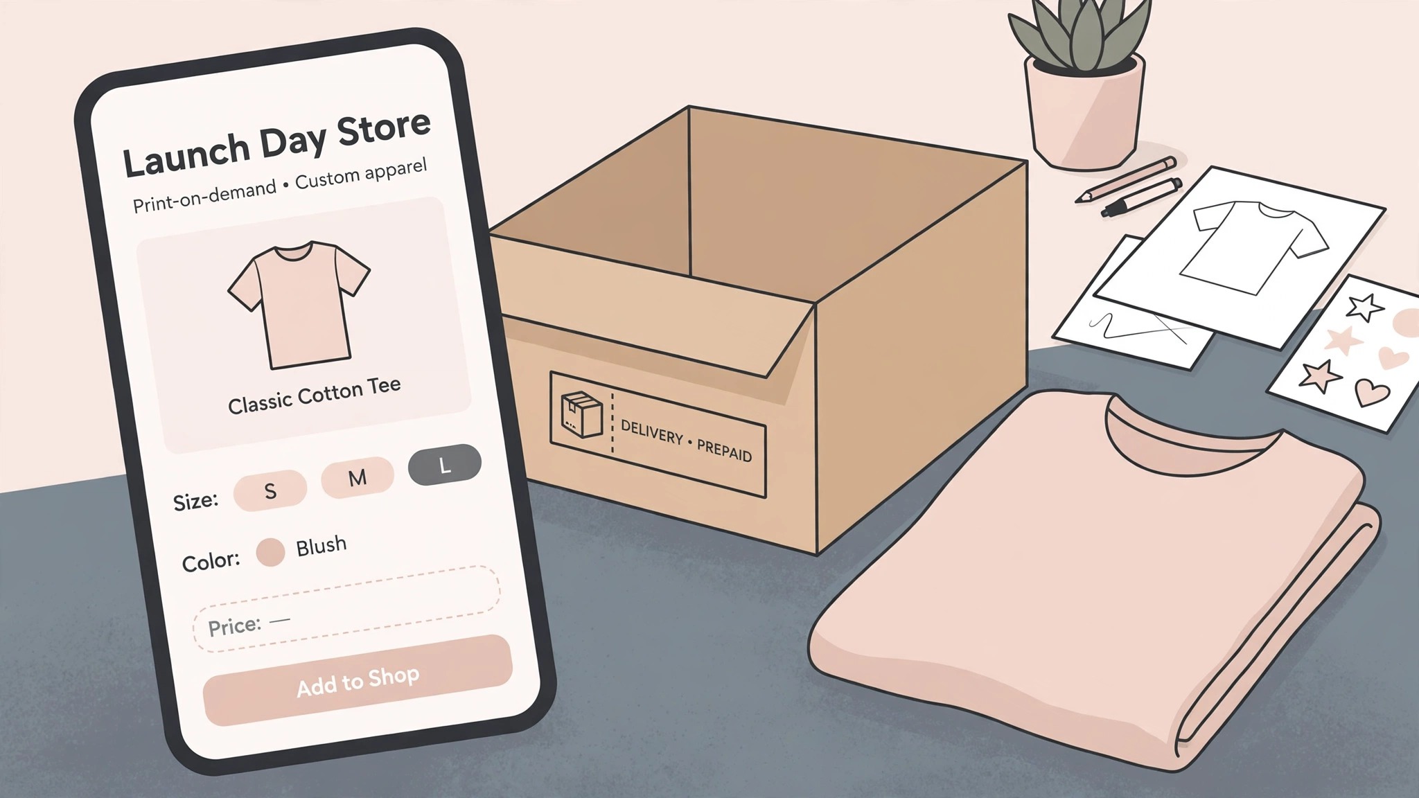 print on demand store monthly cost visual tied to the Frequently Asked Questions section of this guide
