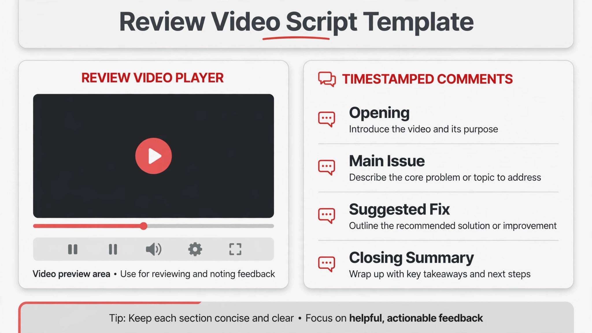 Screenshot of a Loom review video with time-stamped comments