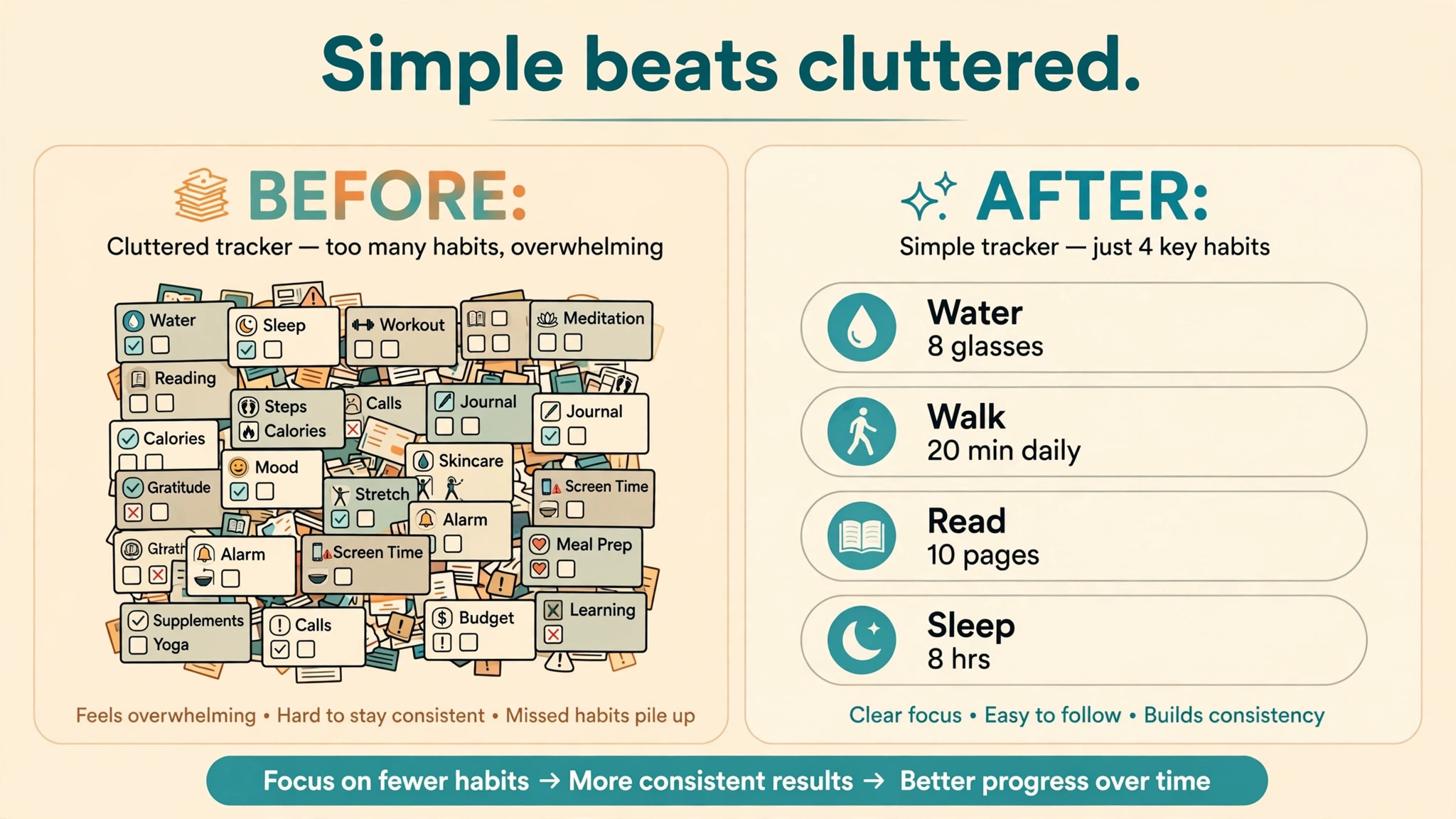 Cluttered tracker before and simple tracker after