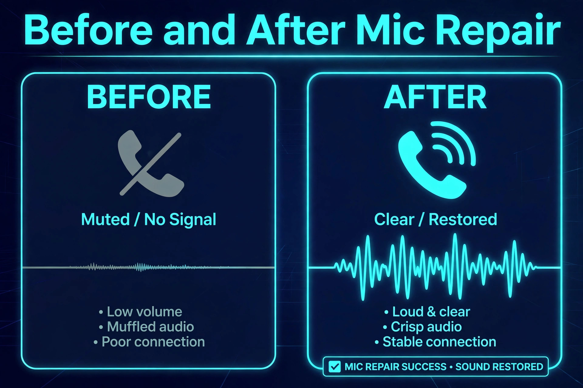 Before and after microphone repair outcome