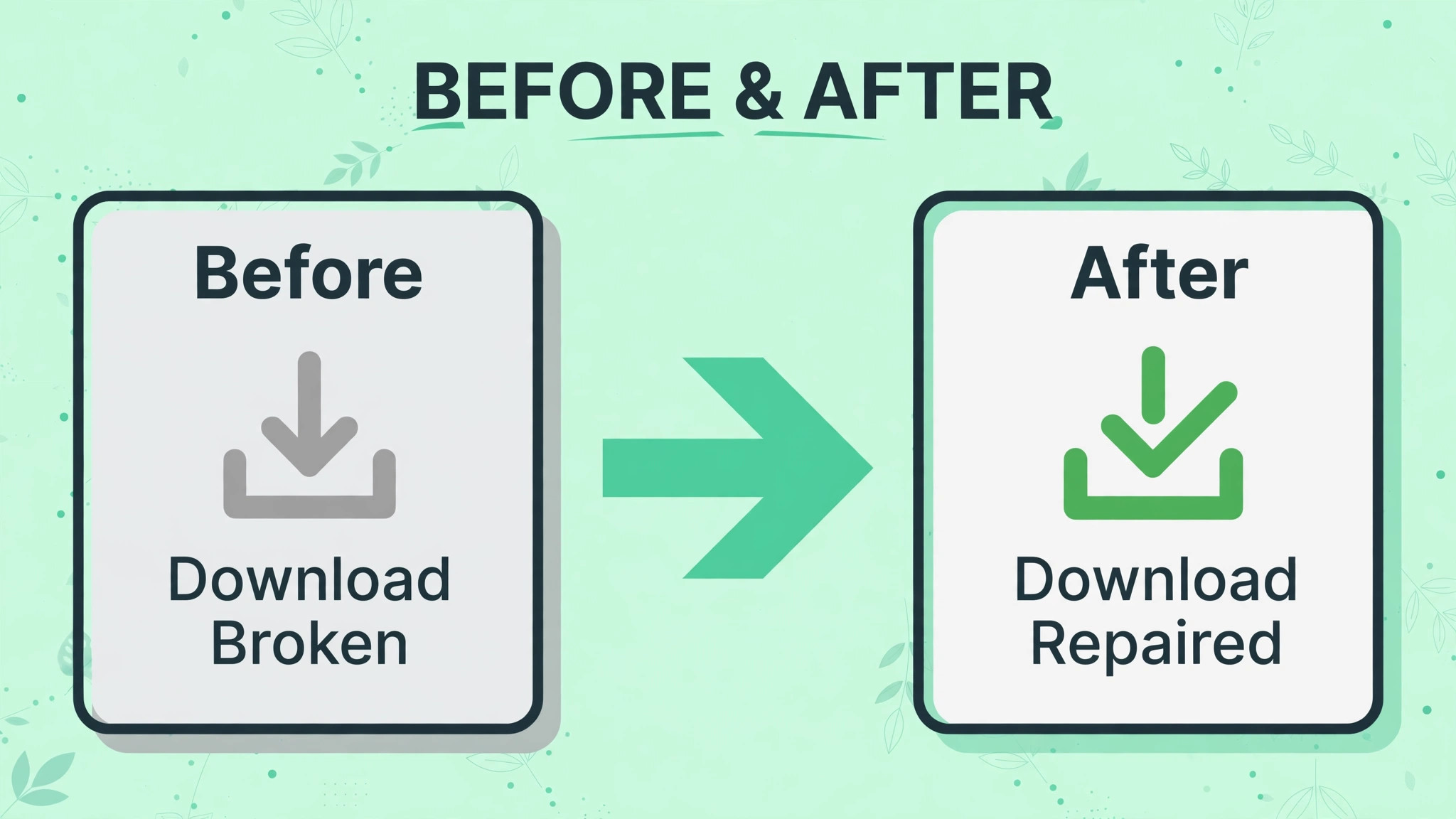 Before and after view of a repaired Spotify download