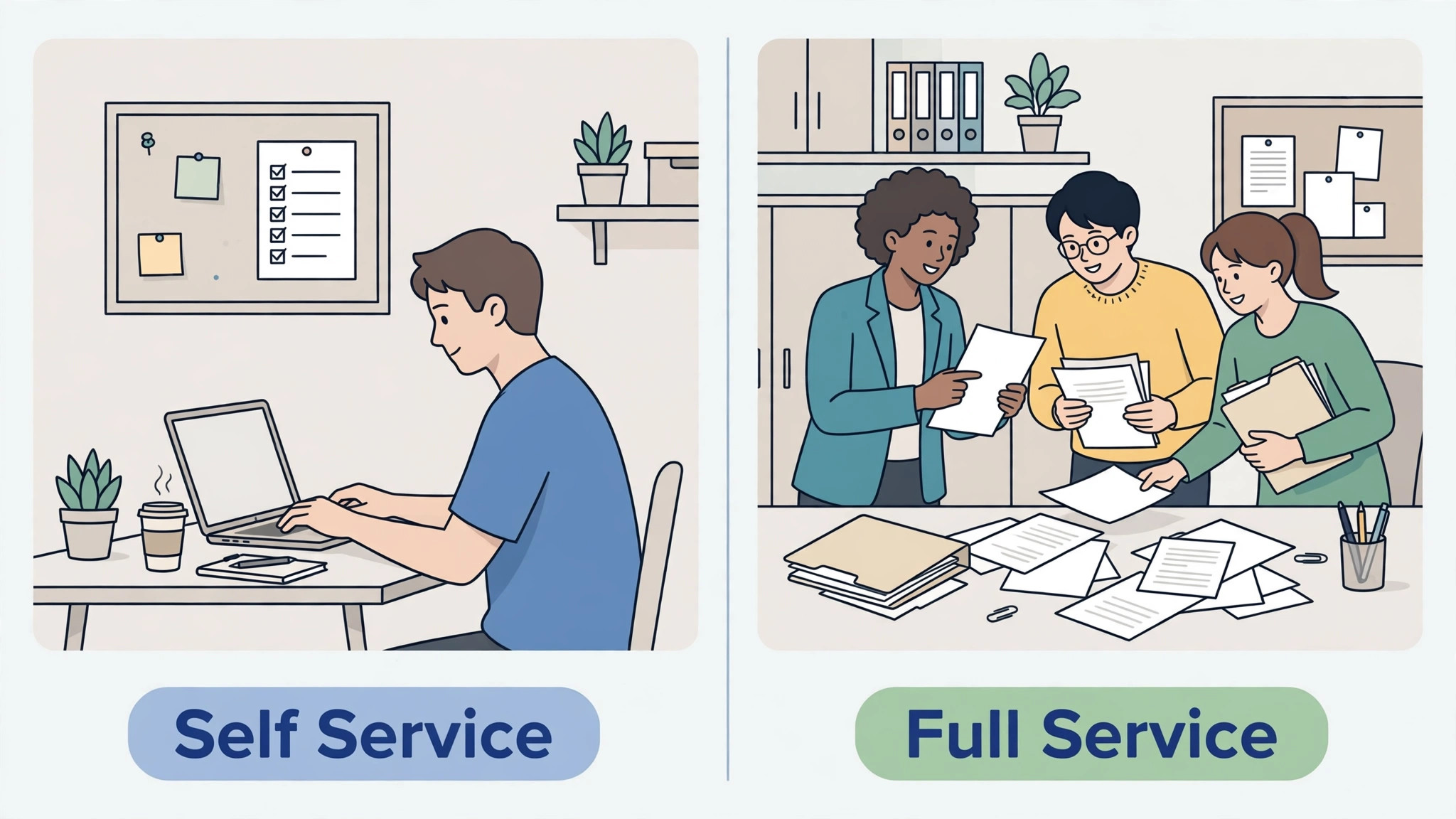 Payroll service models side by side