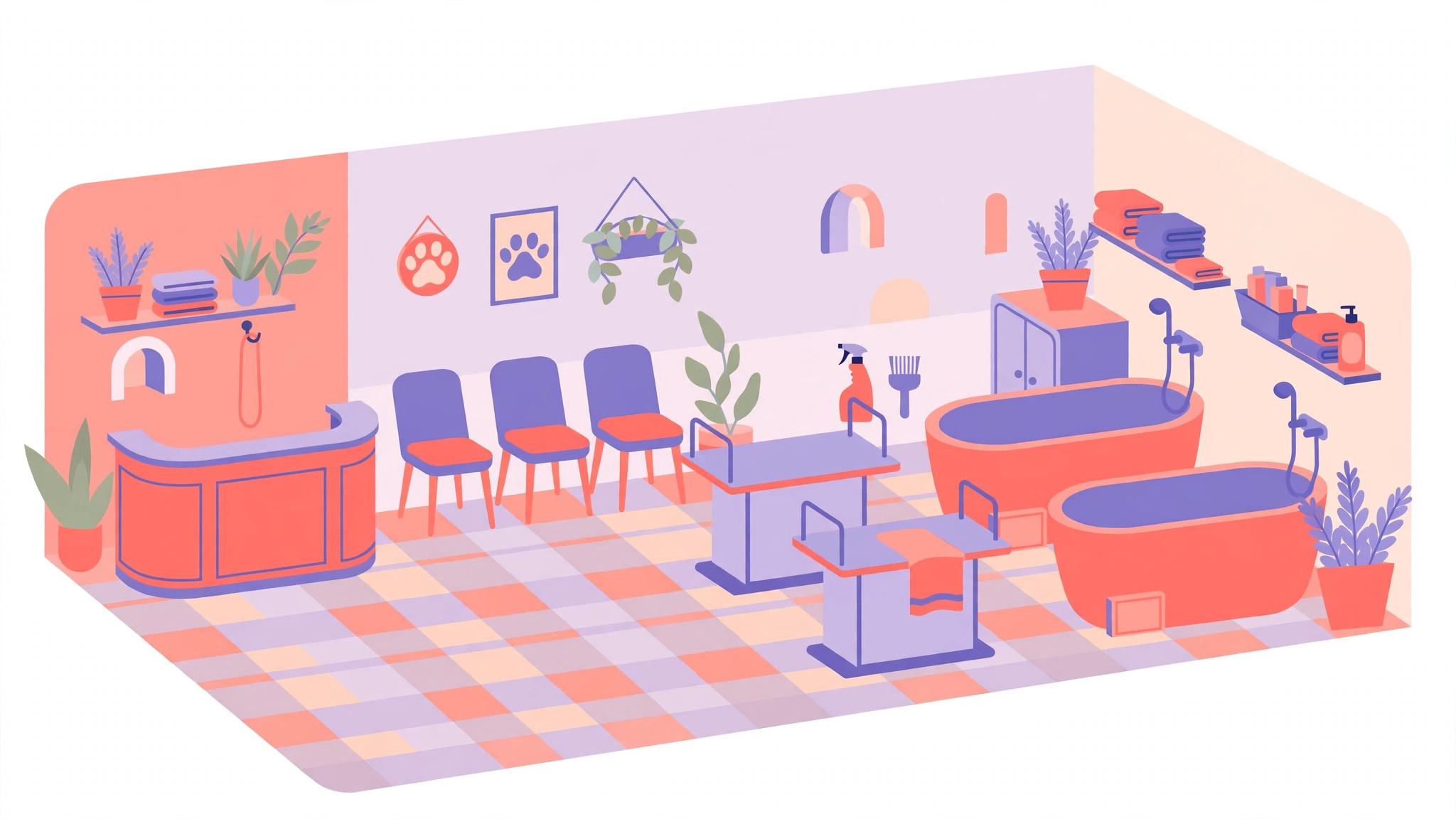 Grooming salon layout mockup