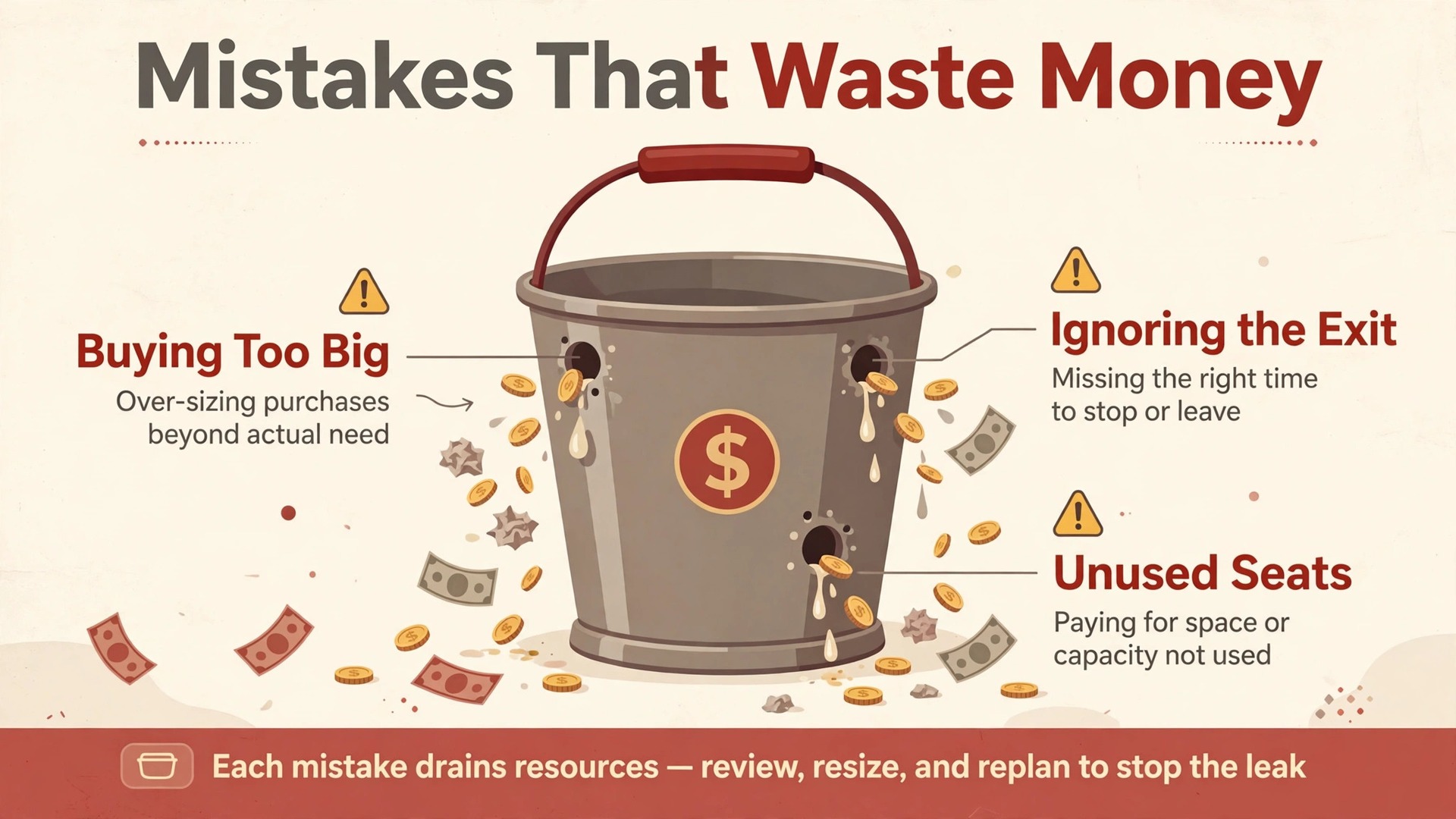 diagram visual: Mistakes That Waste Money