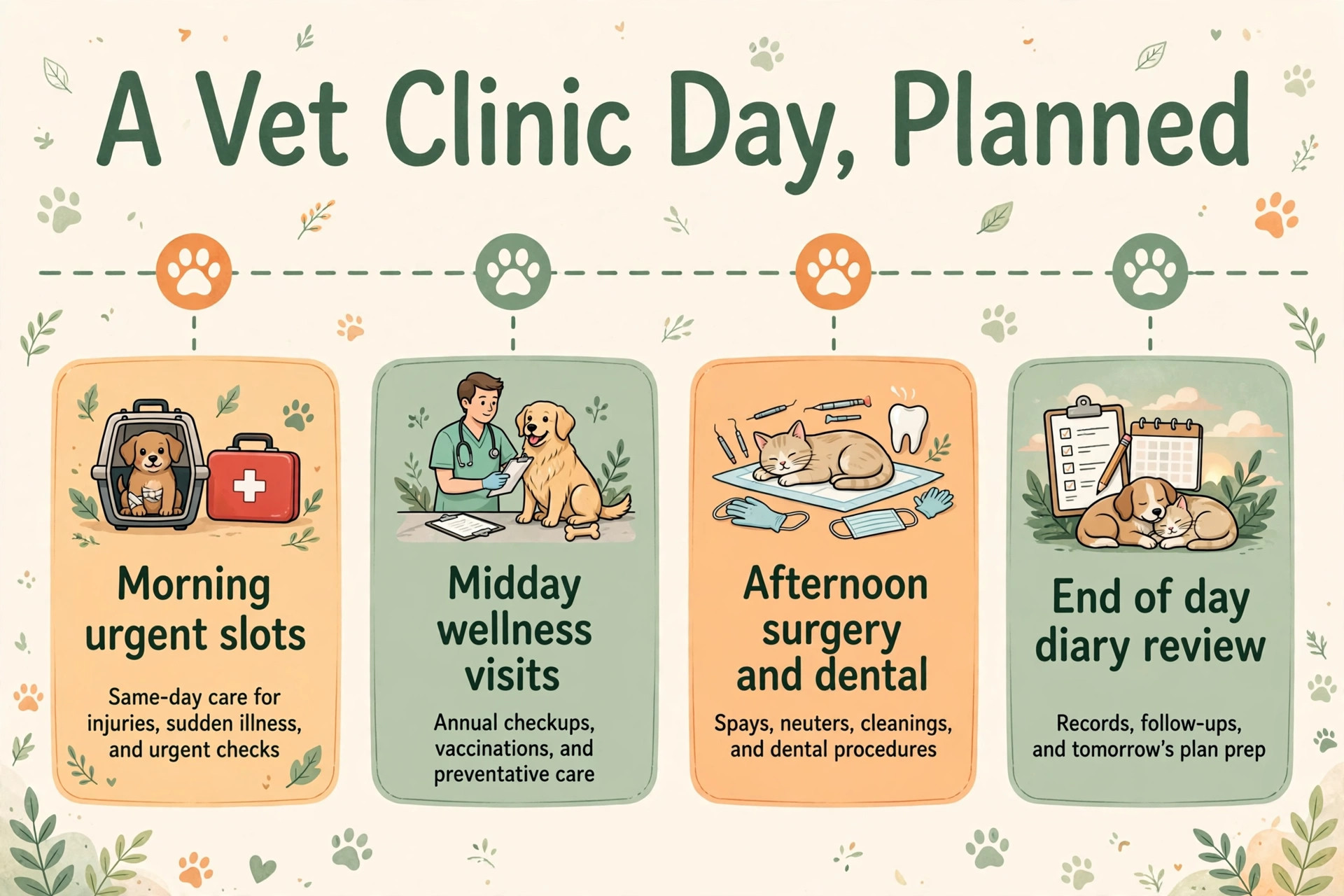 workflow image illustrating a key idea for a veterinary clinic