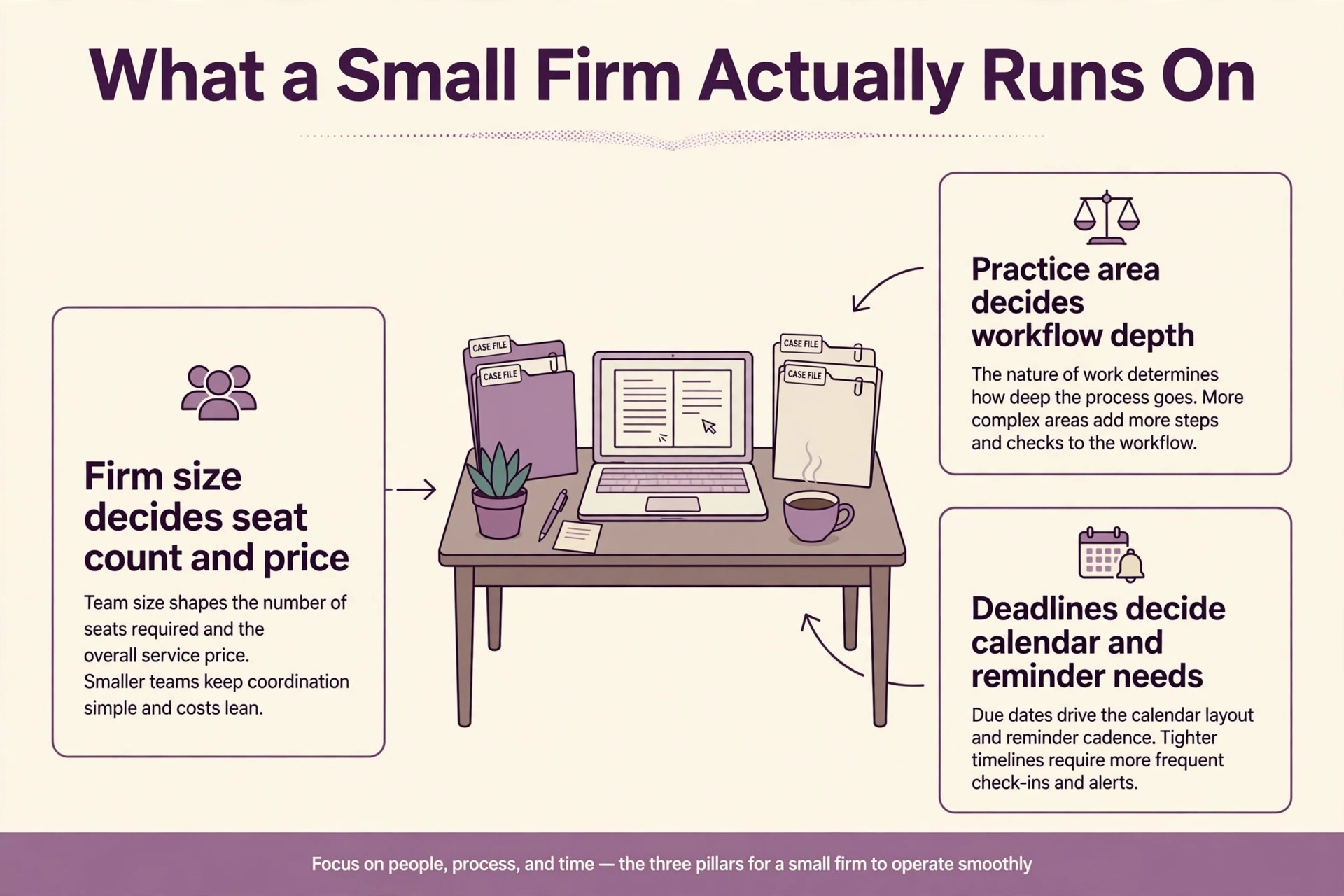 annotated visual explaining firm size and practice area factors.