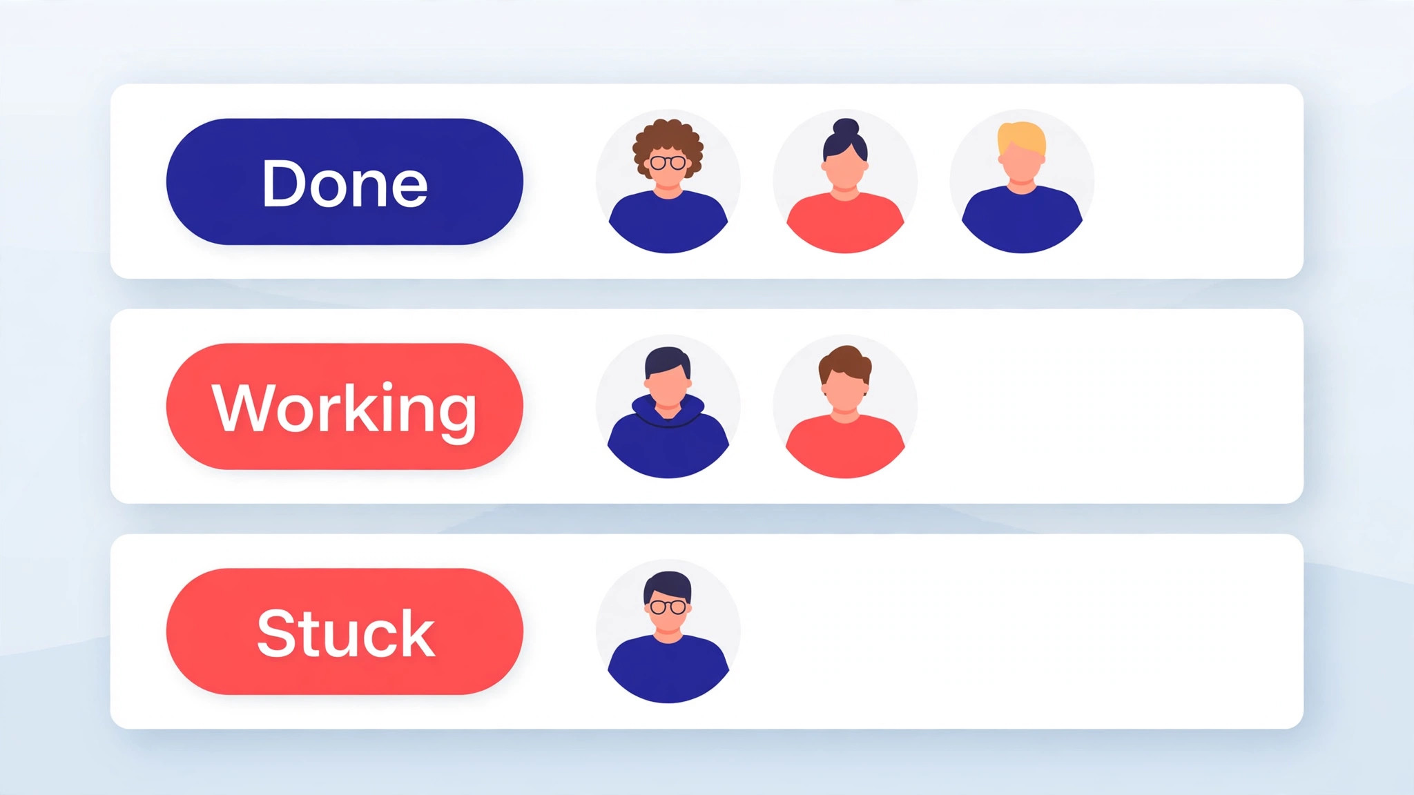 mockup visual for a Monday board in daily use.